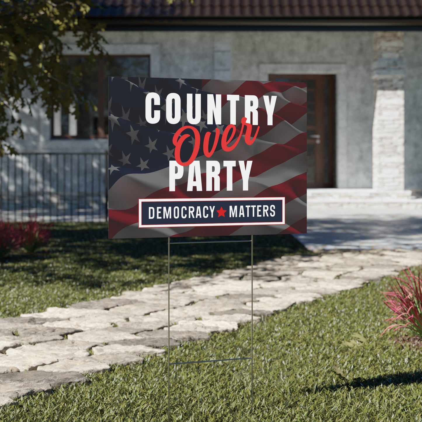 Country Over Party, Democracy Matters, Democracy Lawn Sign, 18 x 24, Print on Both Sides, Republican Lawn Sign, Democracy Yard Sign