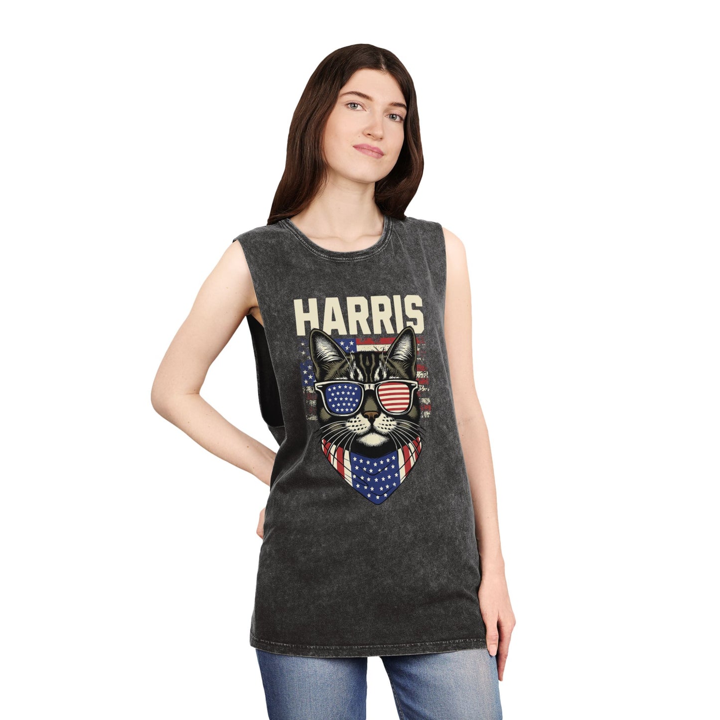 Kamala Harris Cat Shirt, Stonewash Finish, Unisex Style, Free Shipping