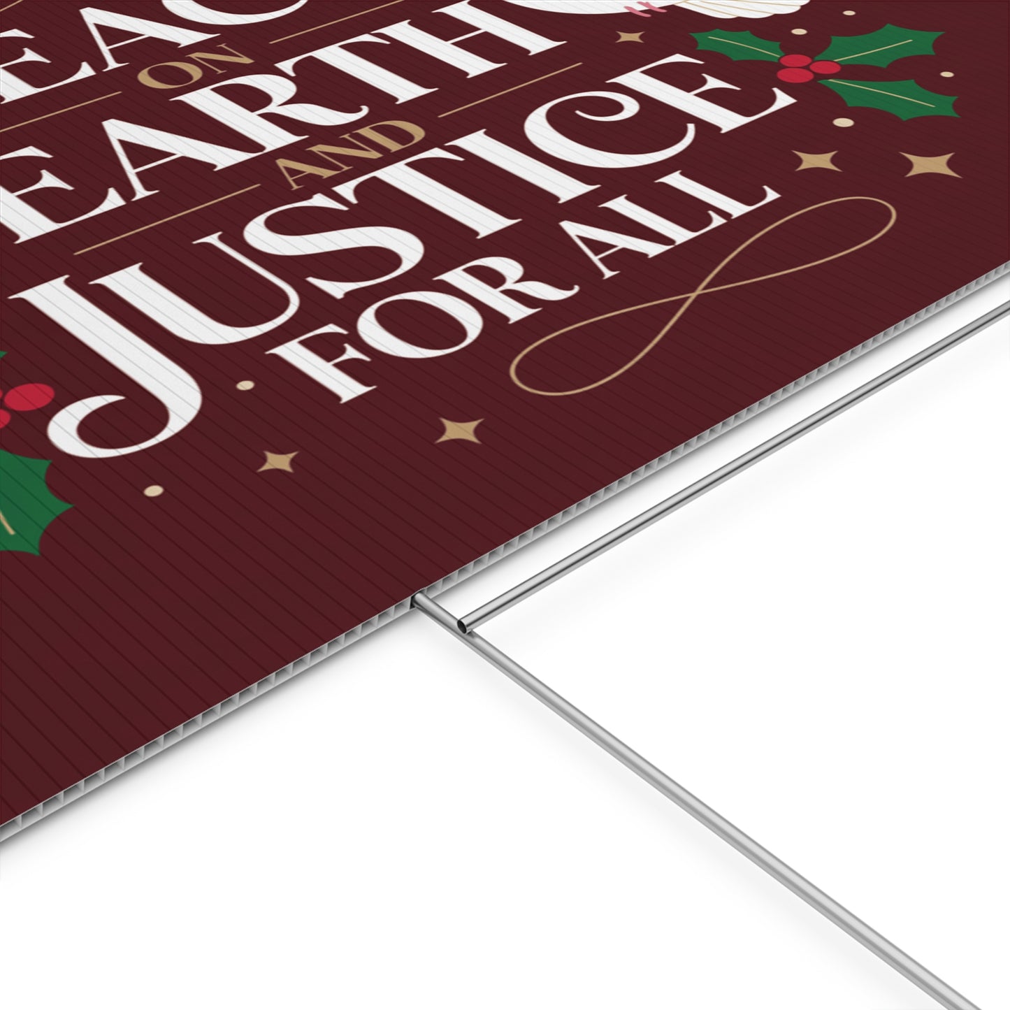 Peace on Earth Justice for All Yard Sign, Holiday Yard Sign, Political Christmas Yard Sign, Anti Trump Yard Sign w/H Stake, Multiple Sizes