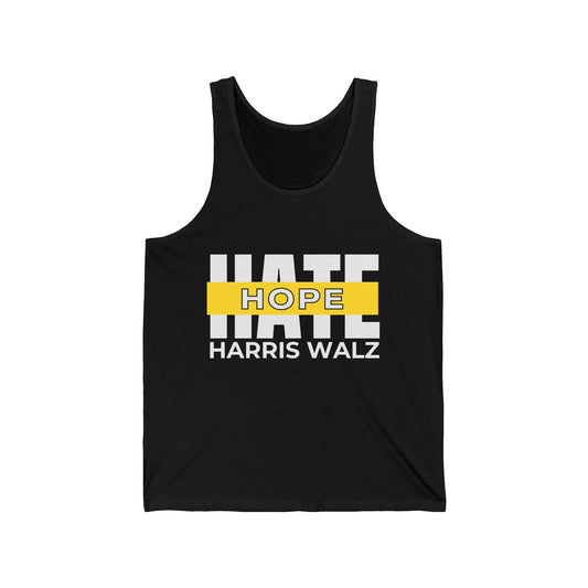 Hope Over Hate Unisex Jersey Tank, Soft Cotton, Multiple Colors, Free Shipping - Kamala Harris Shirt, Harris Walz Merchandise