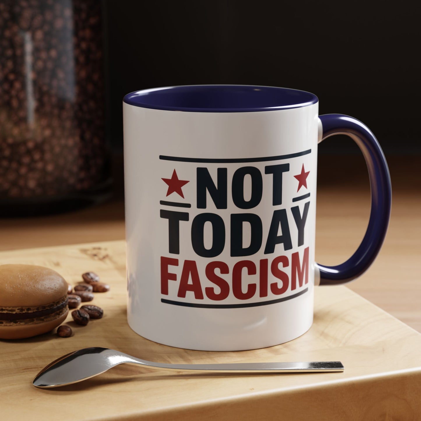 Not Today Fascism Mug, Ceramic, 11oz, Free Shipping, Political Gift, Gift for Democrats, Gift for Patriots, Gift for Republicans