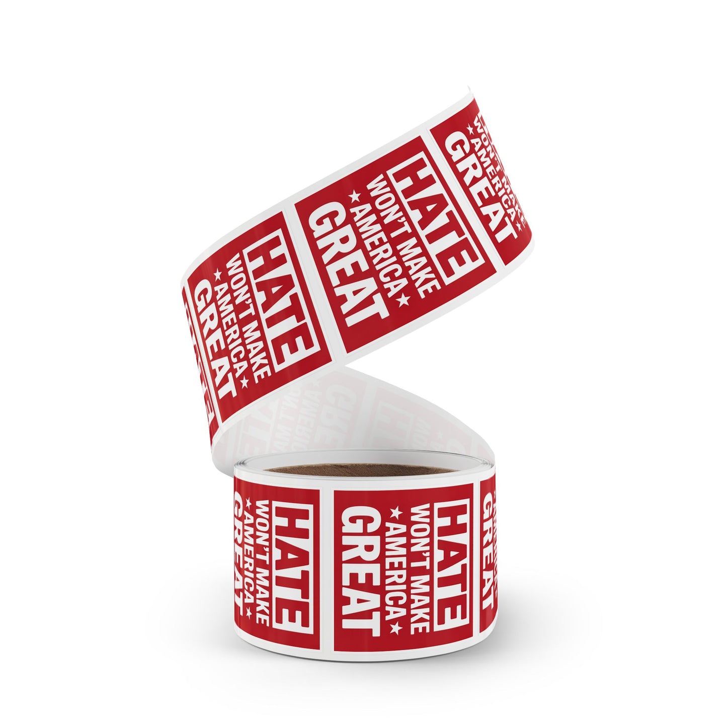 Hate Won't Make America Great Stickers, Wholesale Anti Trump Sticker Rolls, Political Sticker Rolls – 2″×2″ Vinyl, Waterproof, High Turnover & Profit Margin