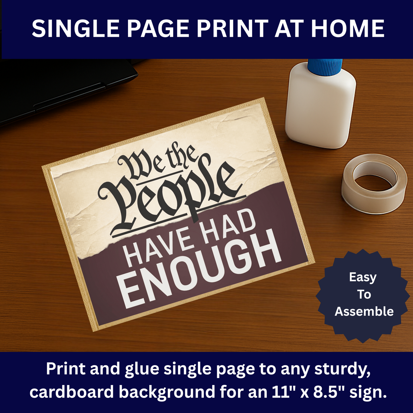 No Kings Protest Sign - Printable Protest Sign Kit - We the People Have Had Enough