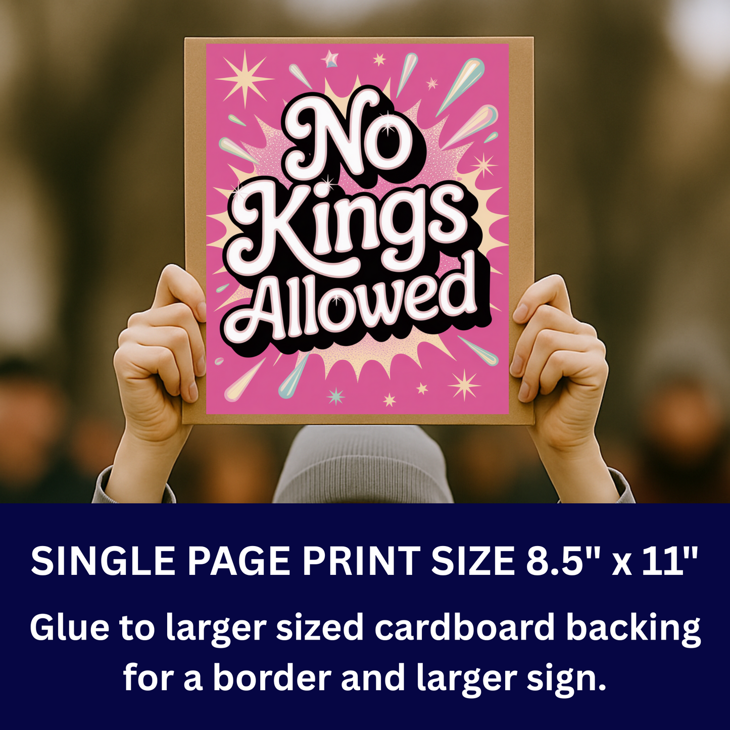 Kids Protest Sign, No Kings Allowed Protest Sign, Printable Protest Sign