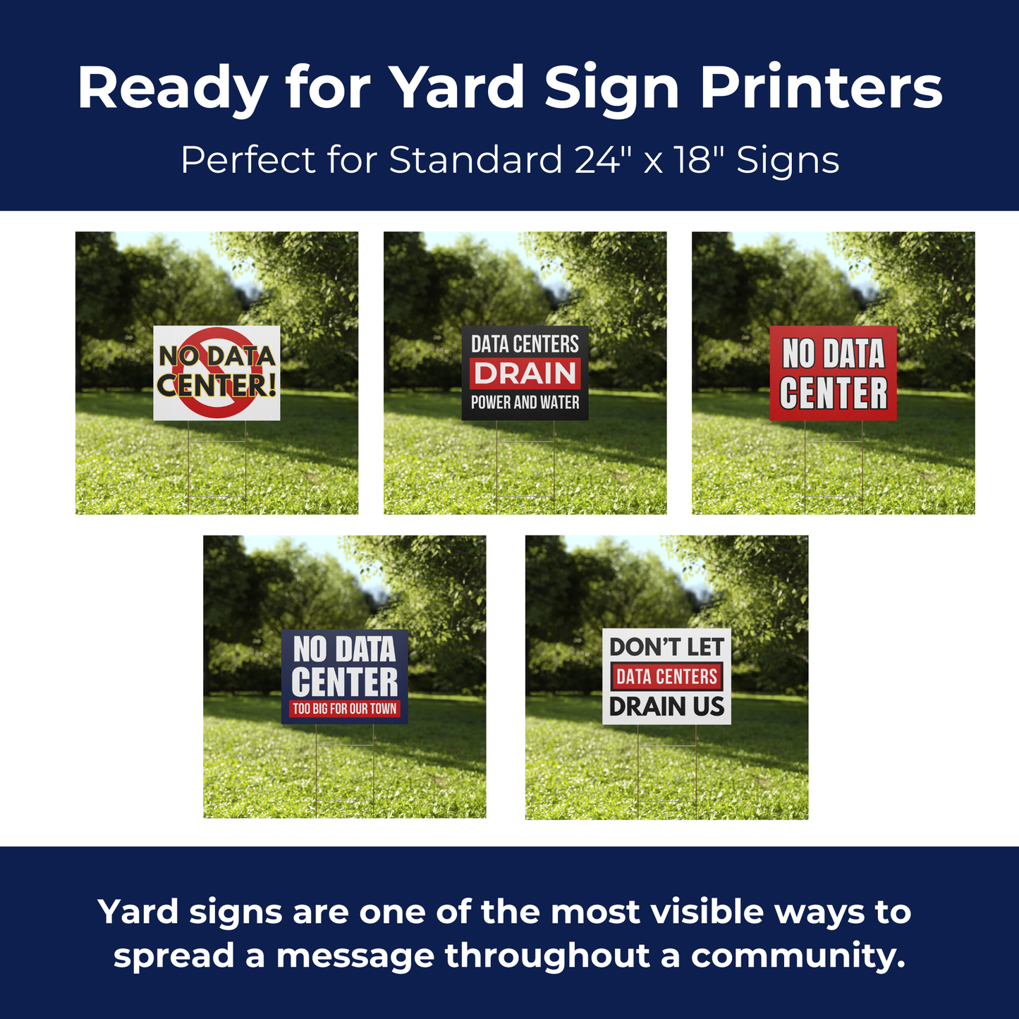 No Data Center Professional Print Sign Kit | Protest Signs, Yard Signs, Posters & Banner Files