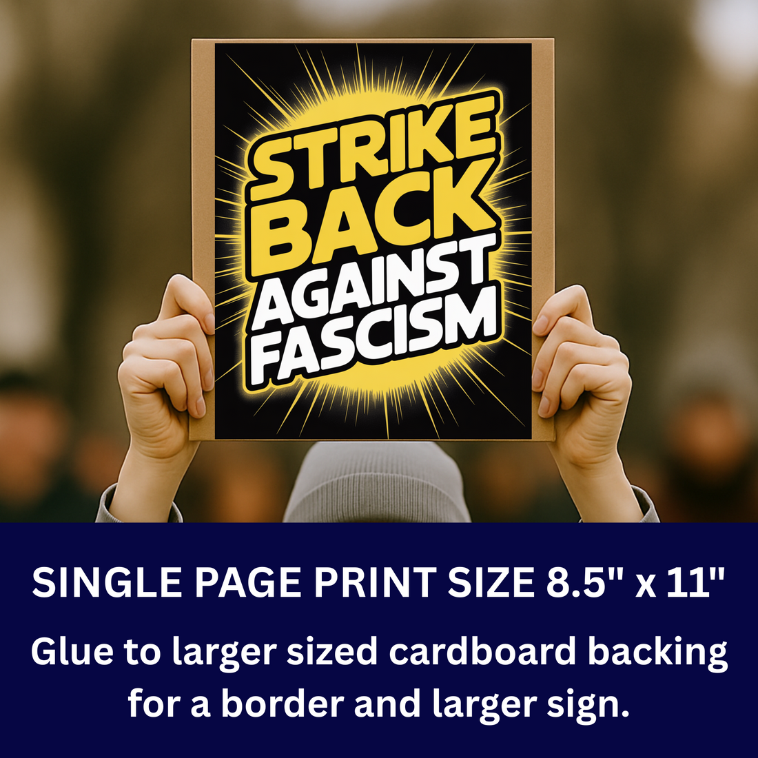 Strike Back Against Fascism Printable Protest Sign, Digital Poster PNG ...