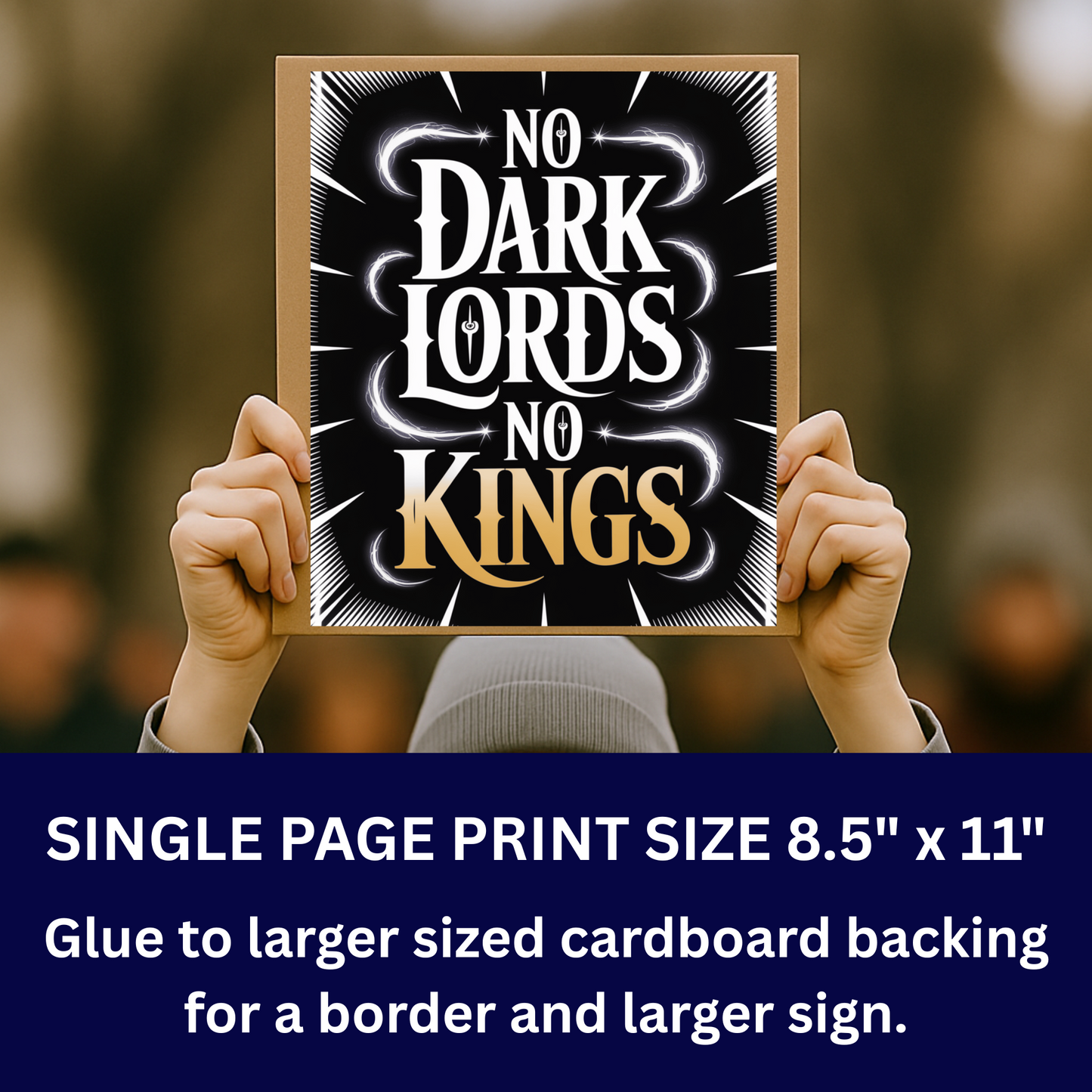 No Dark Lords No Kings Protest Sign, Printable Protest Sign, No Kings Digital Protest Sign