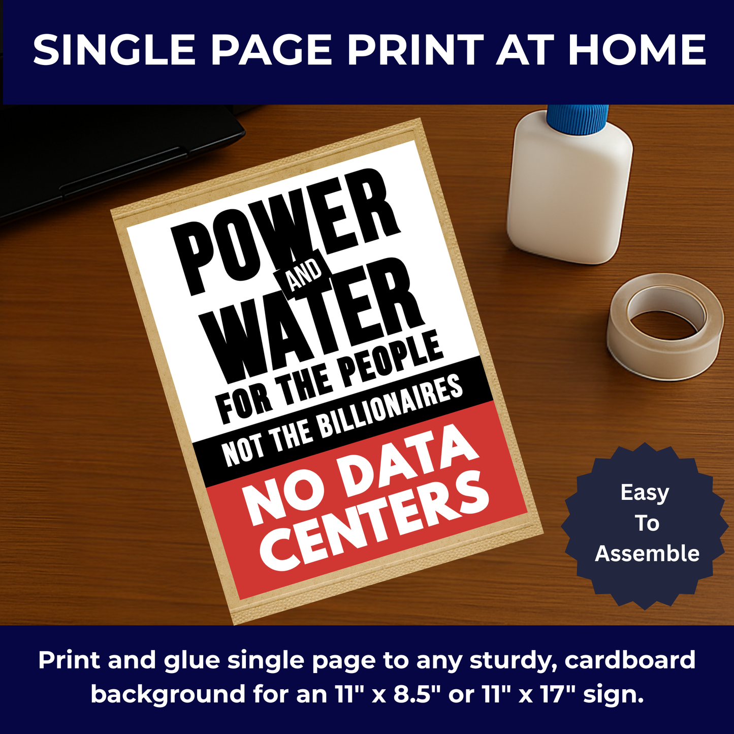 No Data Center Printable Protest Sign Kit | Printable Signs, Protest Posters & Tiled Protest Signs