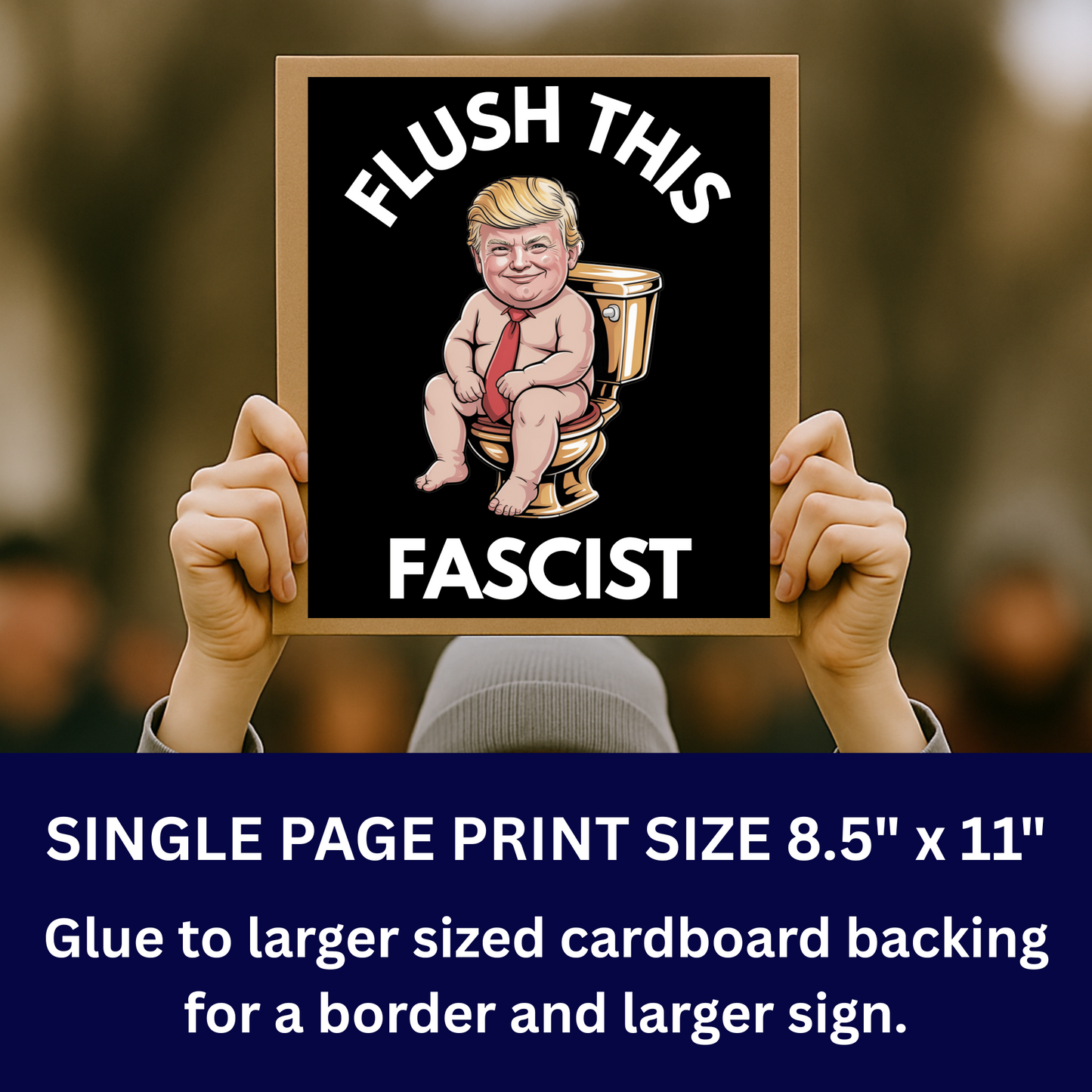 Flush this Fascist Protest Sign, No Kings Printable Protest Sign, Protest PNG, Anti Trump PNG