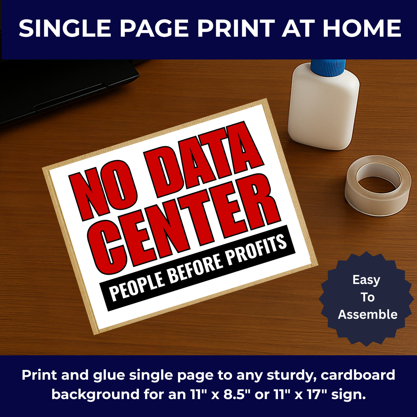 No Data Center Printable Protest Sign Kit | Printable Signs, Protest Posters & Tiled Protest Signs