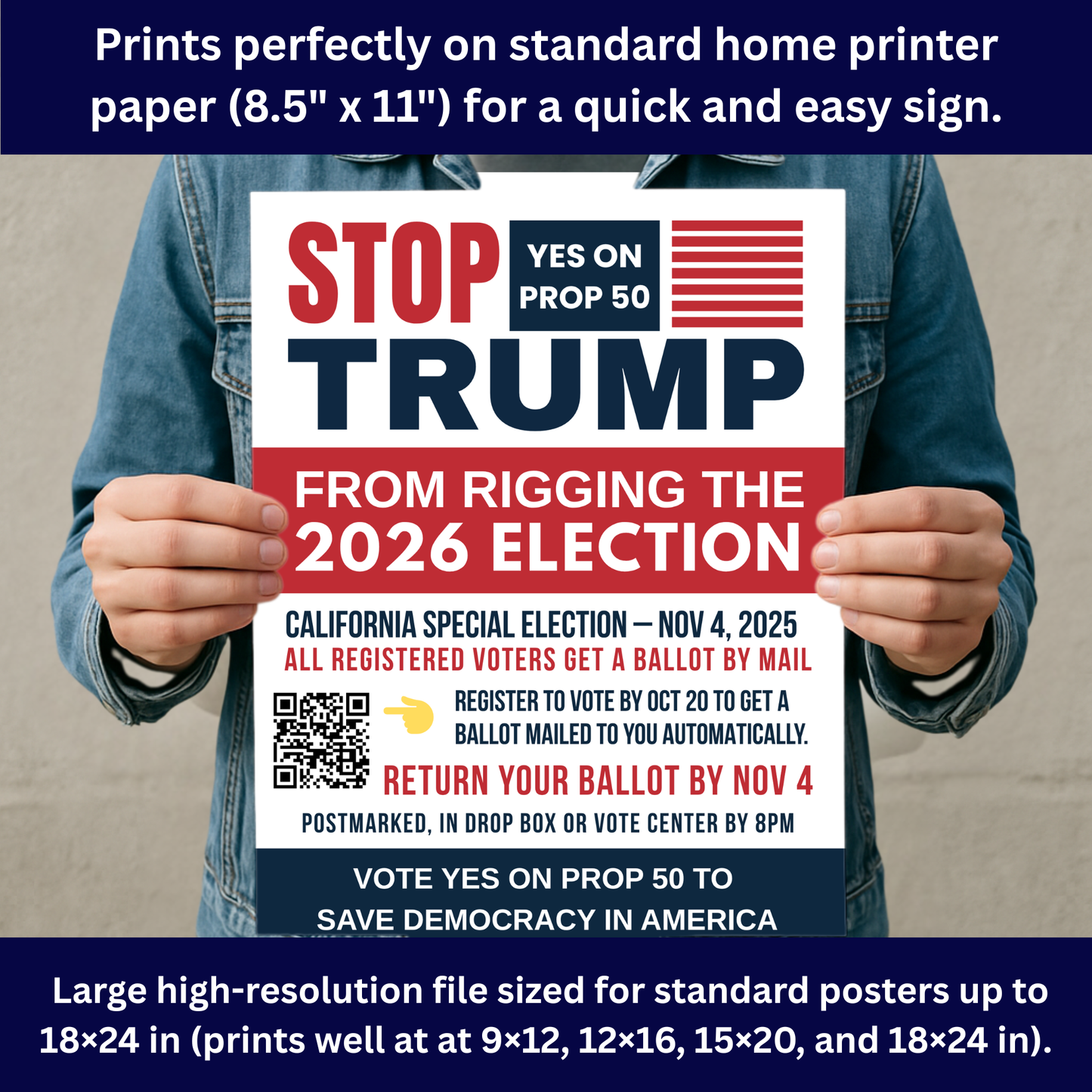 Yes On Prop 50 Posters - Digital Download - Bilingual - Printable Posters