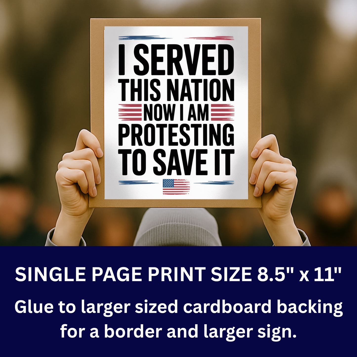 Veterans Protest Signs, No Kings Protest Signs 2 Sizes - Print at Home and Glue to Cardboard, Anti Trump Signs, Printable Protest Signs