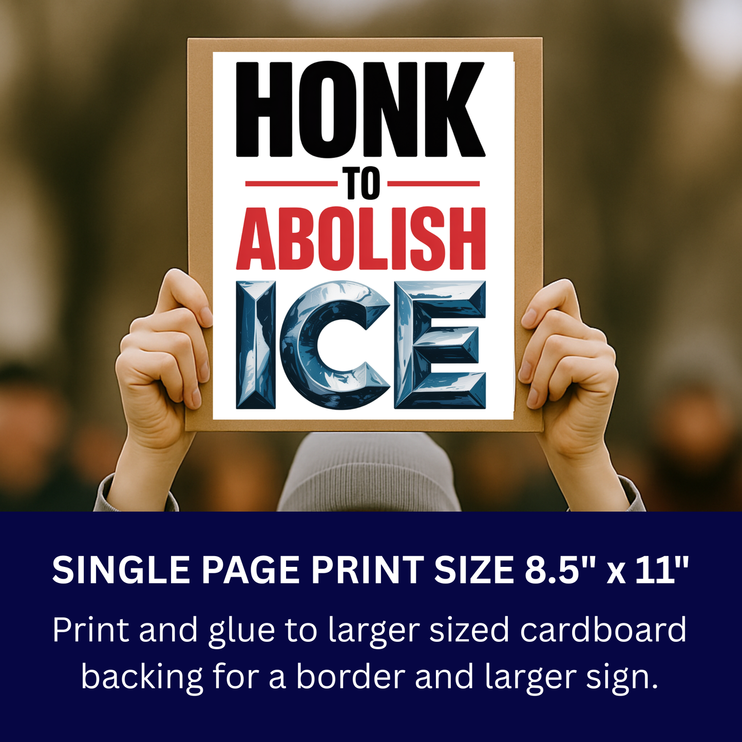 Honk to Abolish ICE Protest Sign - Printable Protest Sign Kit - Protest Sign PNG