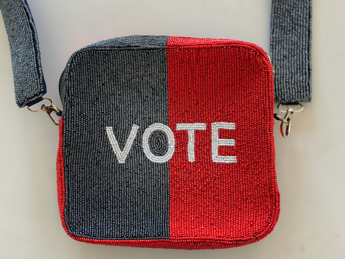 Beaded Purse, Vote Design on Both Sides, Unique, Hard to Find Item, Free Shipping, Great Gift for Democrat, Democrat Gift,