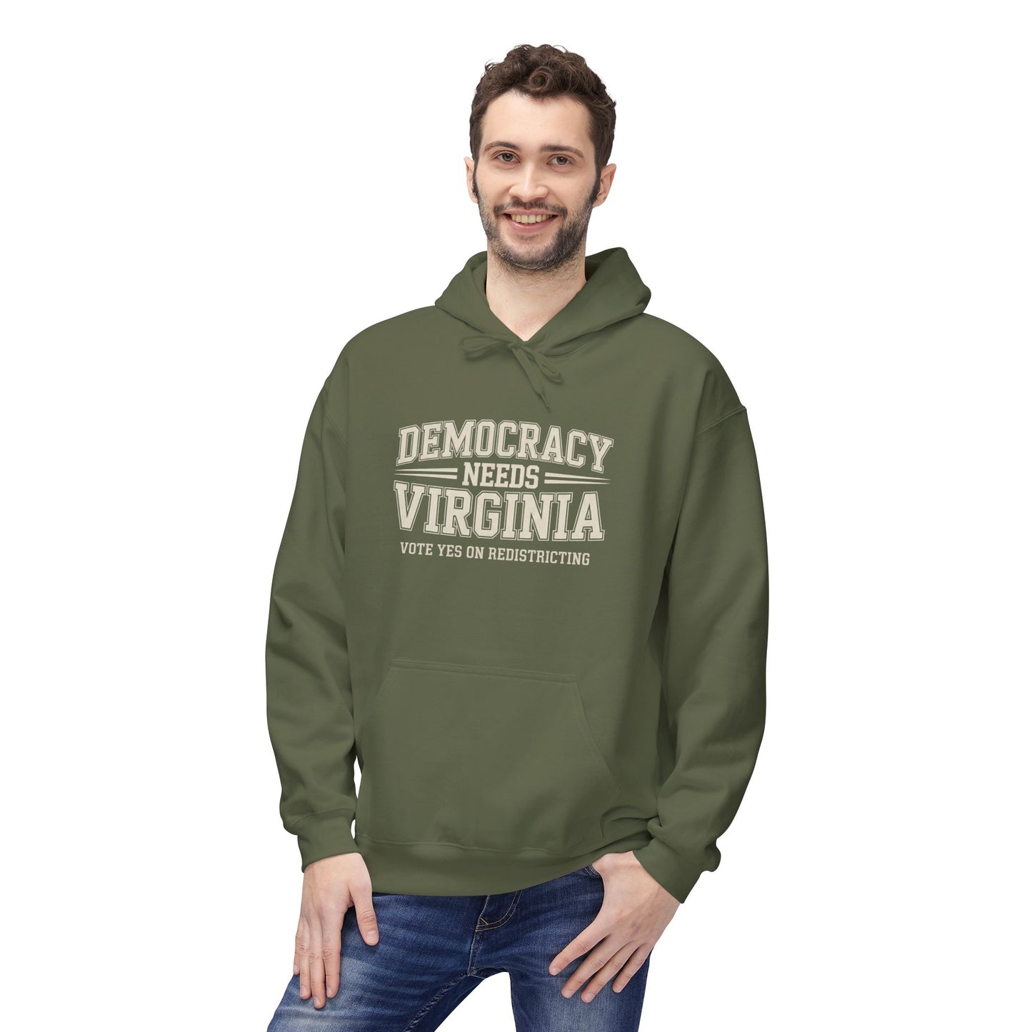 Democracy Needs Virginia Hooded Sweatshirt | Unisex Style | Multiple Colors | Virginia Redistricting Signs