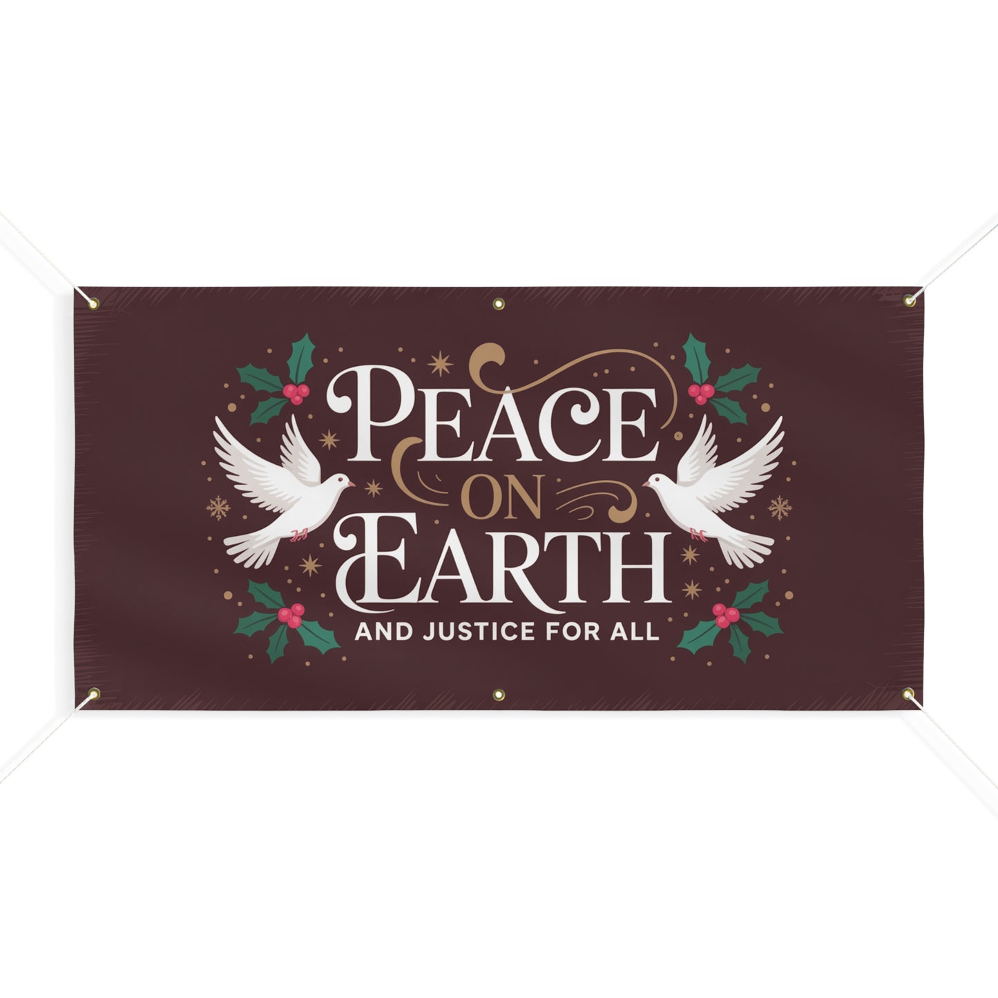 Peace on Earth Banner, Holiday Sign, Christmas Sign, Holiday Outdoor Decor, 2 Sizes, Matte Finish, Hanging Ropes Included, Free Shipping