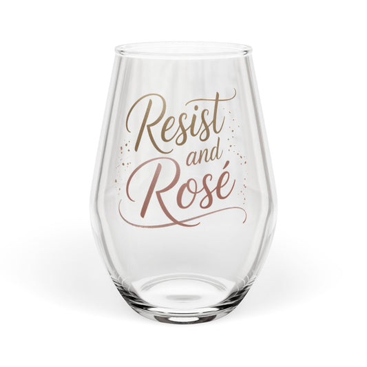 Resist and Rosé Stemless Wine Glass, 11.75 oz, Resistance Gift, Anti Trump Gift, Freedom Gift, Patriotic Gift, Gift for Democrat