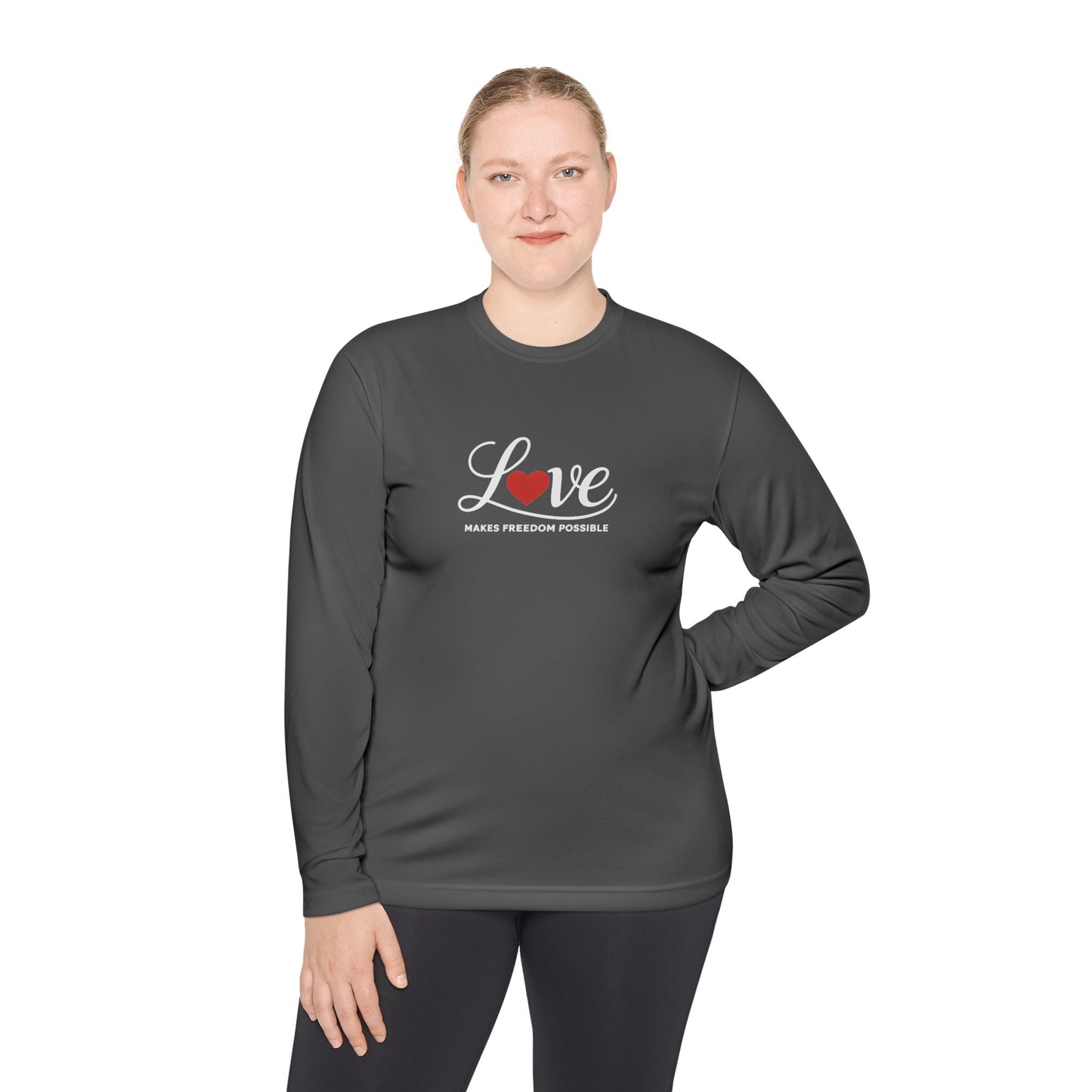 Love Makes Freedom Possible Performance Fabric Shirt | Inspirational Civic Love Message | Unisex Style | Valentine's Day Shirt