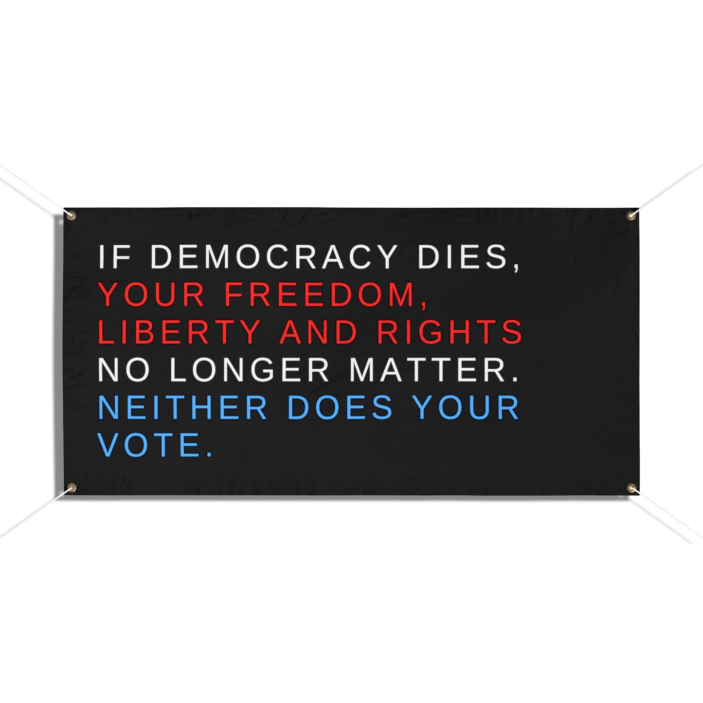 Democracy Sign, When Democracy Dies Vinyl Indoor/Outdoor Banner, 48 x 24 or 72 x 36, Vote Signs, Anti Trump Sign