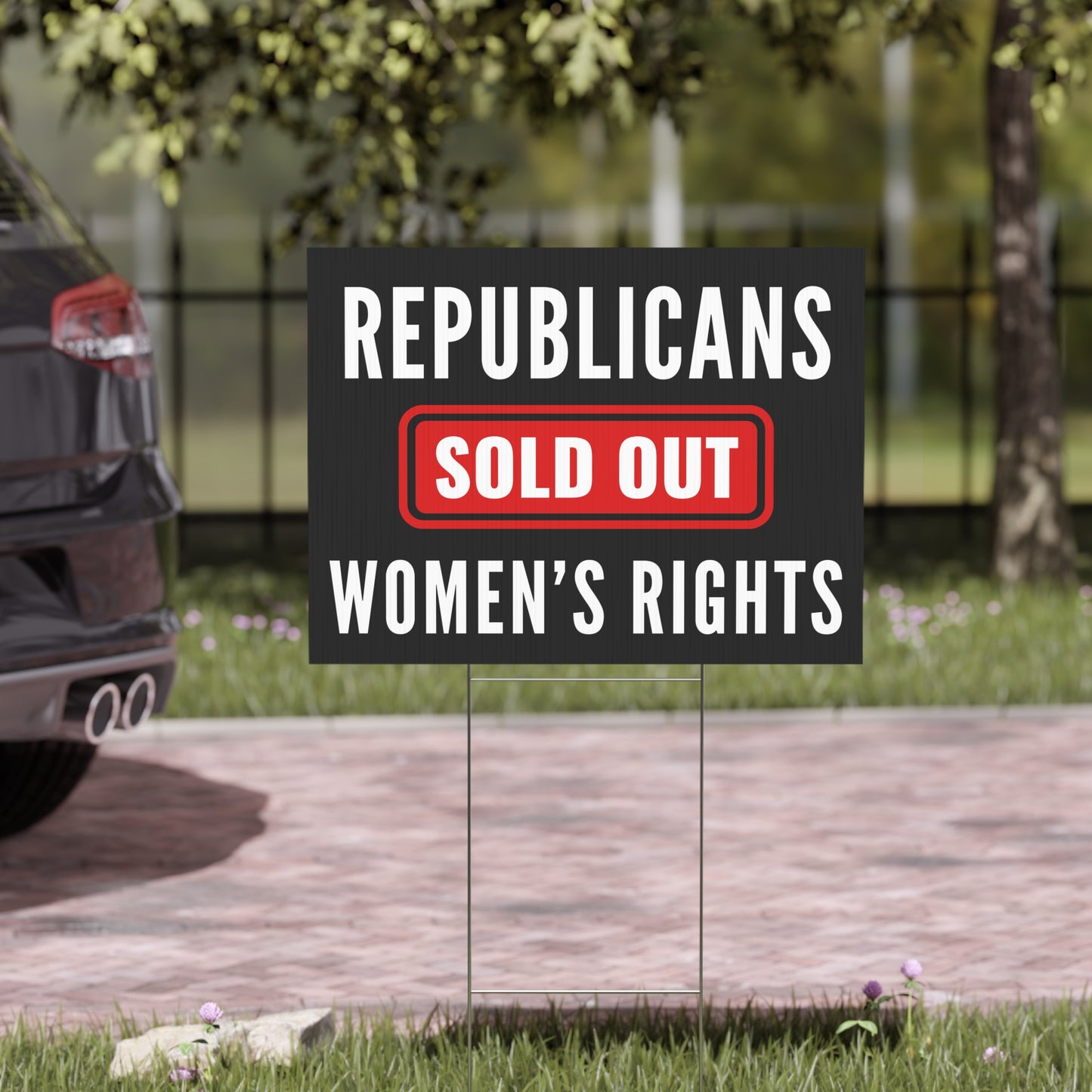 Democracy Lawn Sign, Republicans Sold Out Women's Rights, 18 x 24, Mounting Stake Incl., Print on Both Sides, Democracy Sign