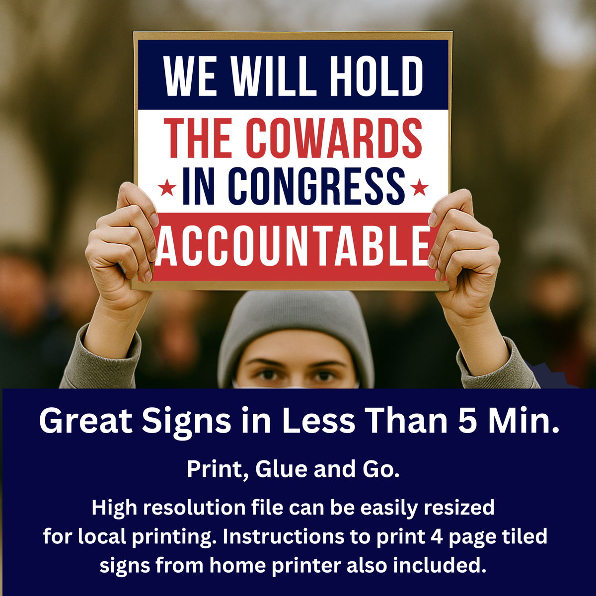 Cowards Block Cowards in Congress Protest Sign, Printable Protest Sign Kit ...