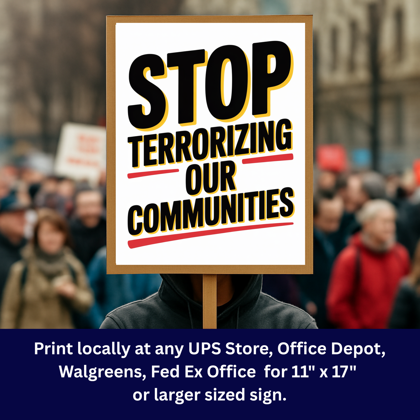 Anti ICE Protest Sign - Stop Terrorizing Our Communities - Printable Protest Sign Kit - Protest Sign PNG