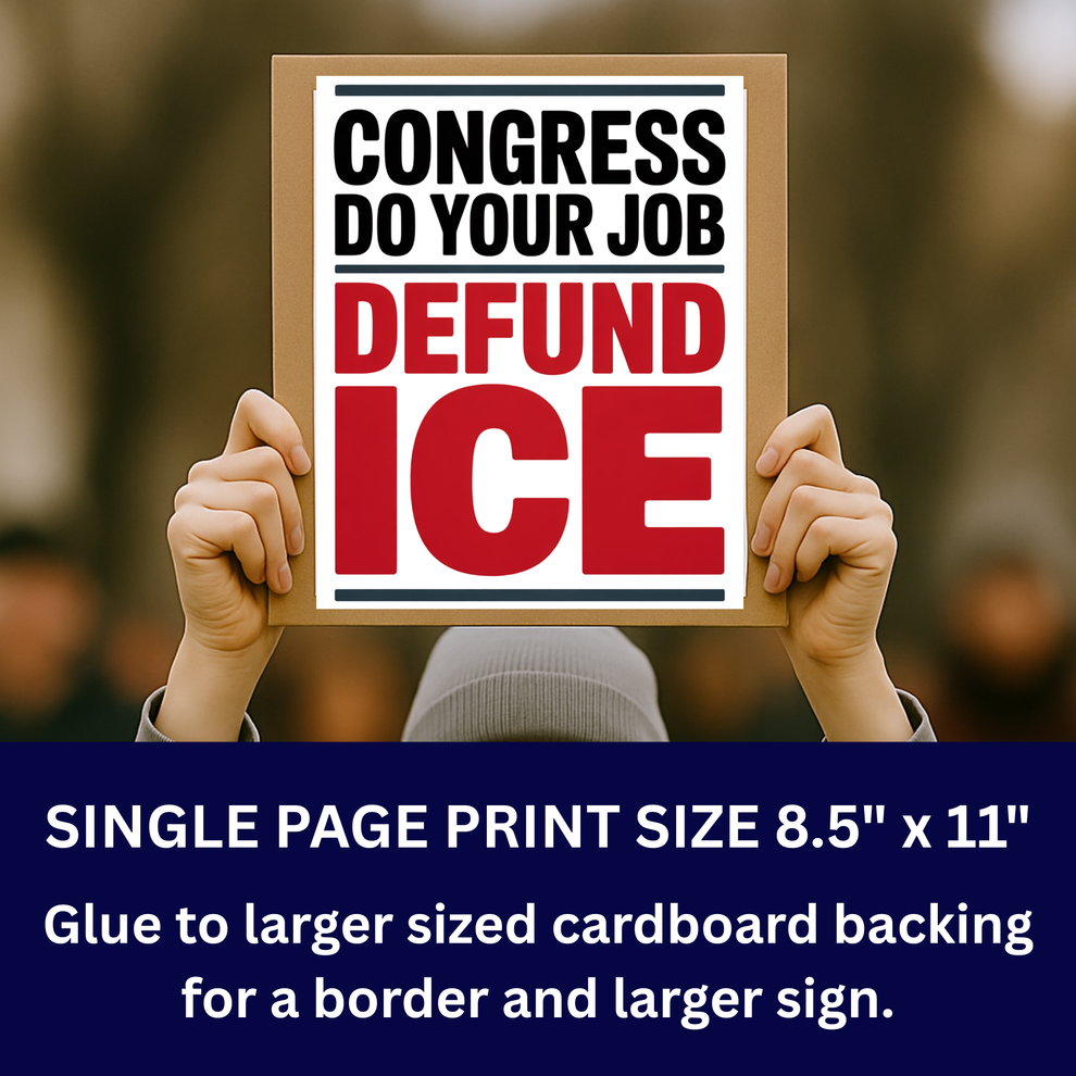 Defund ICE Protest Sign, Printable Protest Sign Kit – Democracy Signs