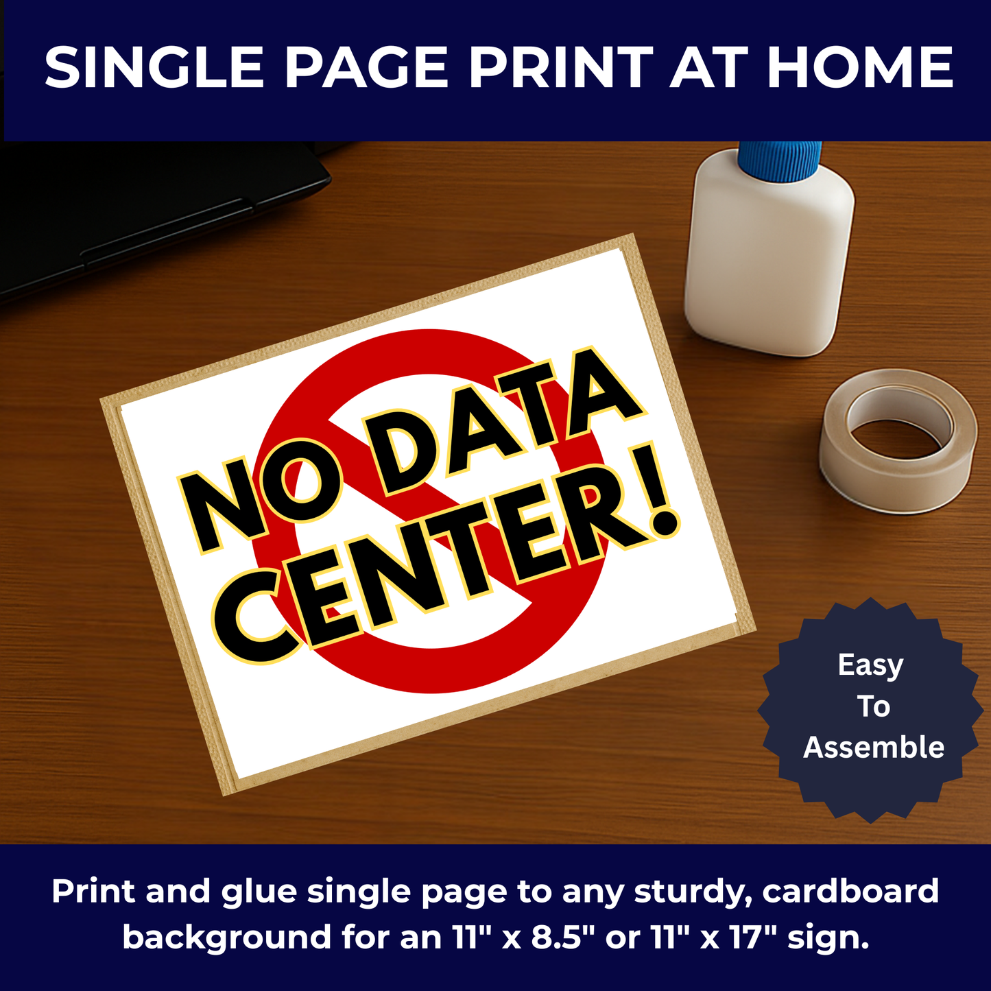 No Data Center Printable Protest Sign Kit | Printable Signs, Protest Posters & Tiled Protest Signs