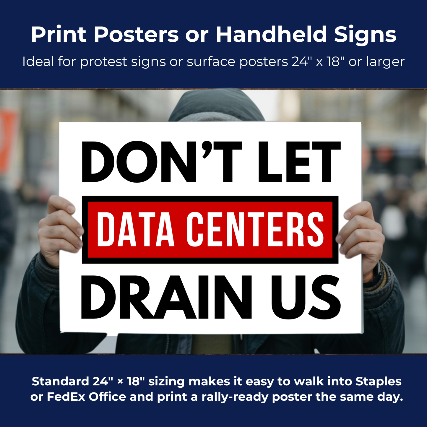 No Data Center Professional Print Sign Kit | Protest Signs, Yard Signs, Posters & Banner Files