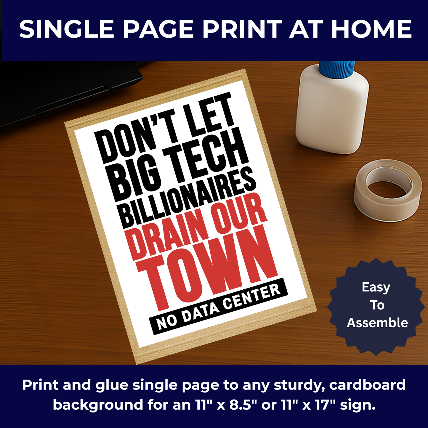 No Data Center Printable Protest Sign Kit | Printable Signs, Protest Posters & Tiled Protest Signs