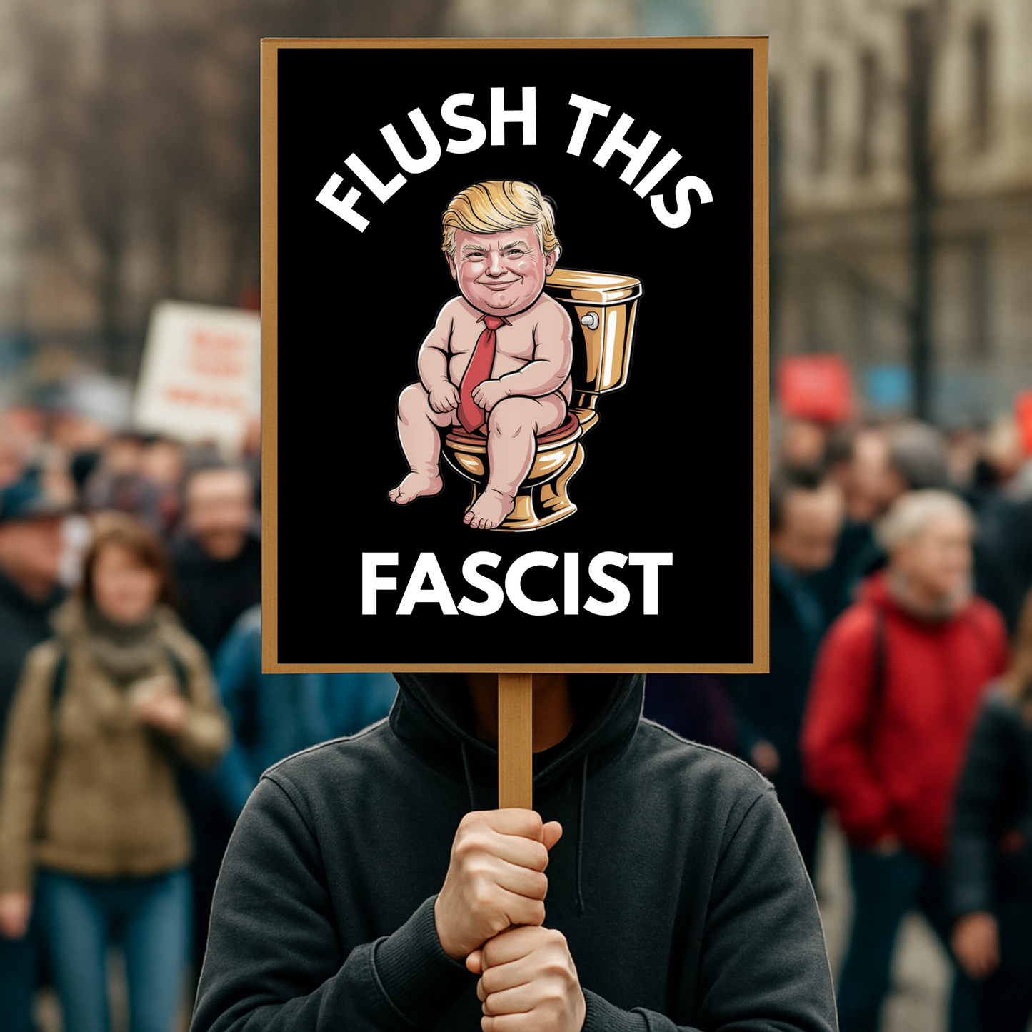 Flush this Fascist Protest Sign, No Kings Printable Protest Sign, Protest PNG, Anti Trump PNG