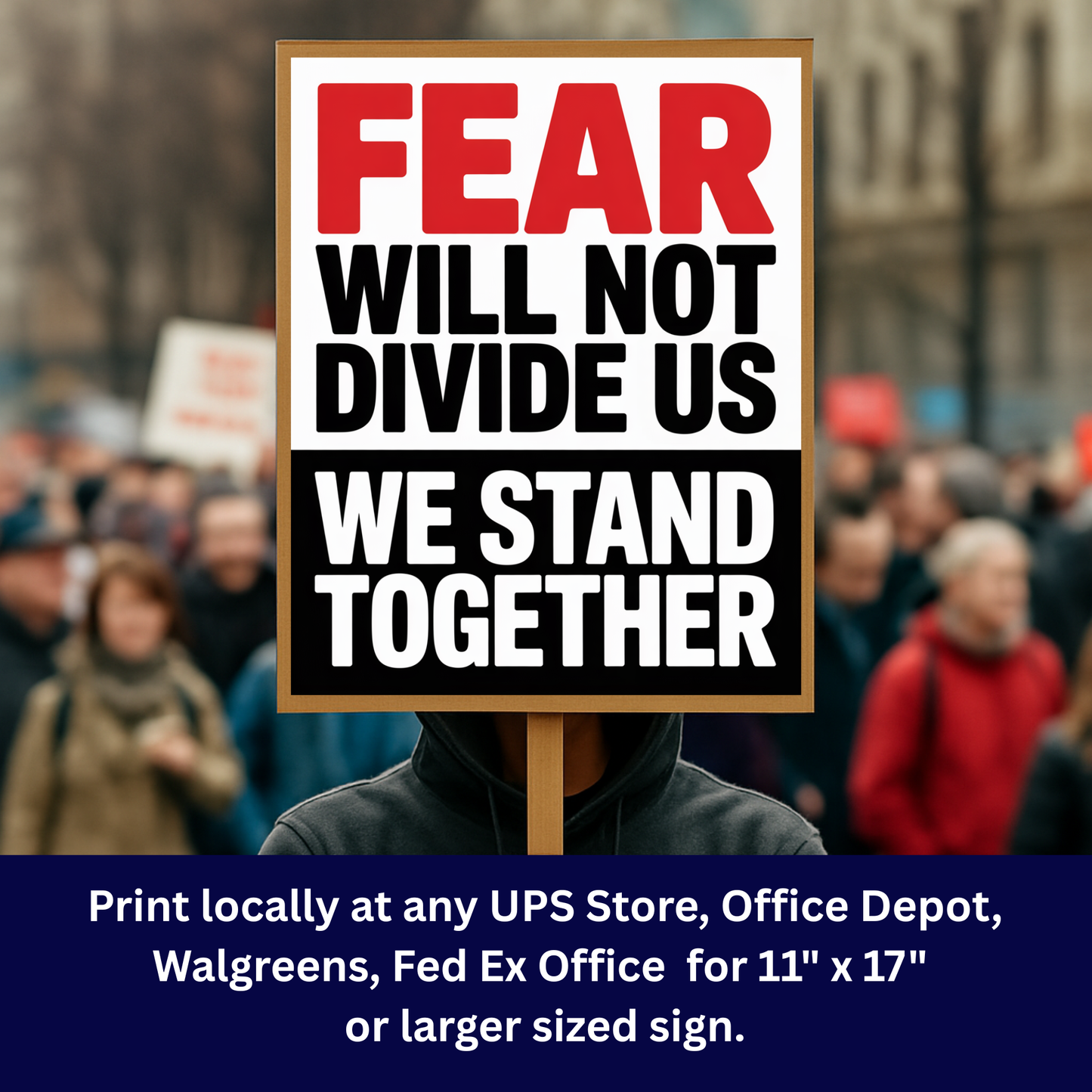 Anti ICE Protest Sign - Fear Will Not Divide Us - Printable Protest Sign Kit - Protest Sign PNG