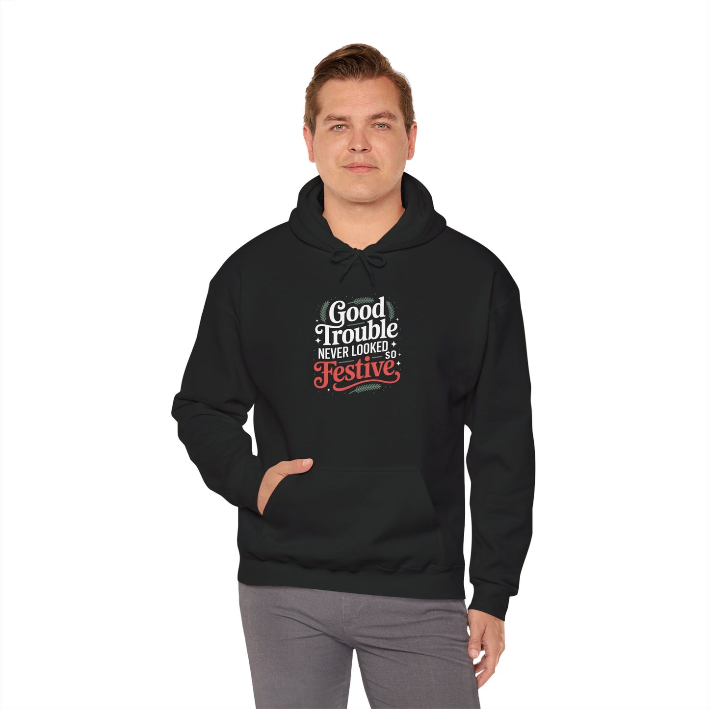 Good Trouble Never Looked So Festive Hoodie, Merry Resistmas Hoodie, Holiday Hoodie, Christmas Hoodie, Resistance Hoodie, Free Shipping