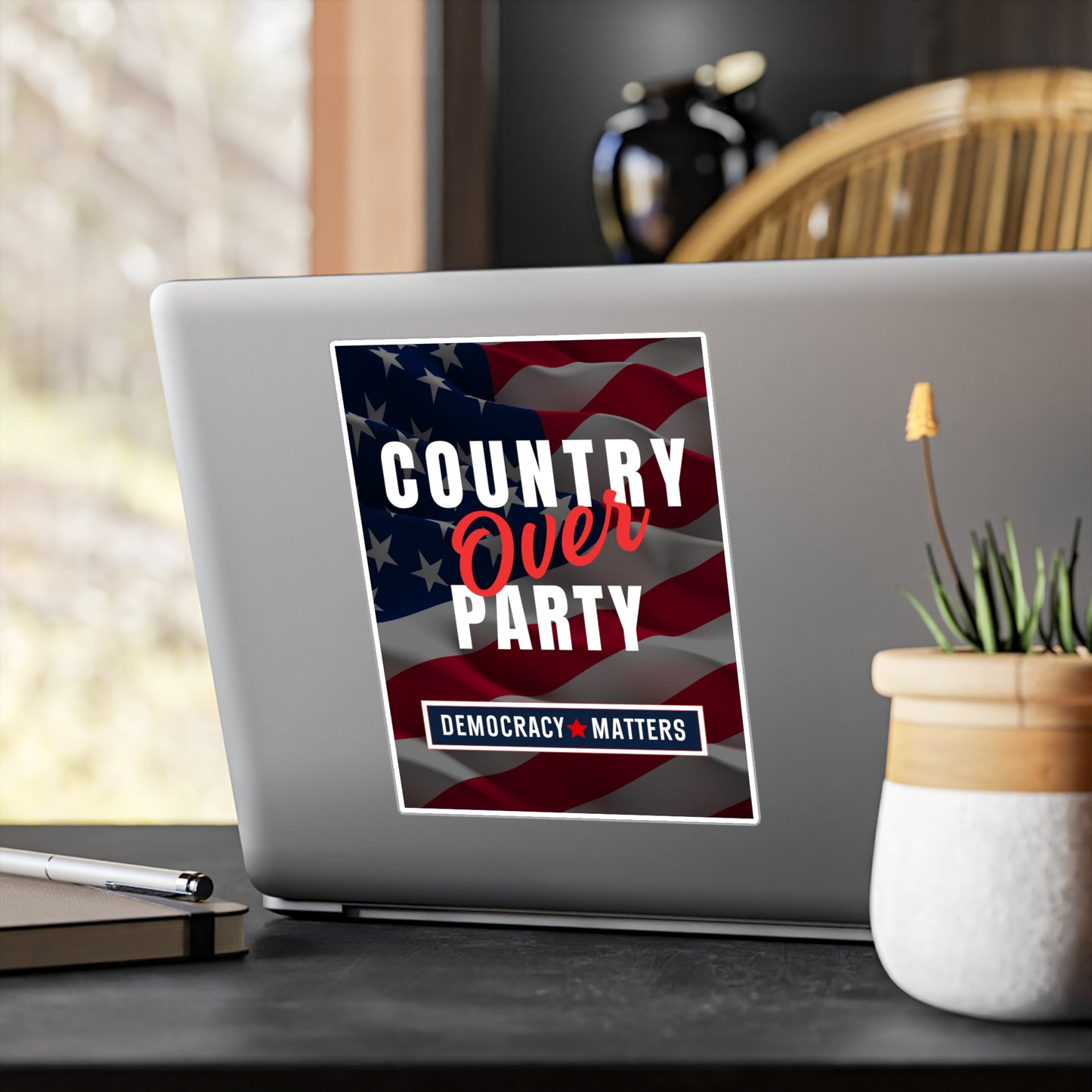 Country Over Party, Democracy Sticker, Car Sticker, Laptop Sticker