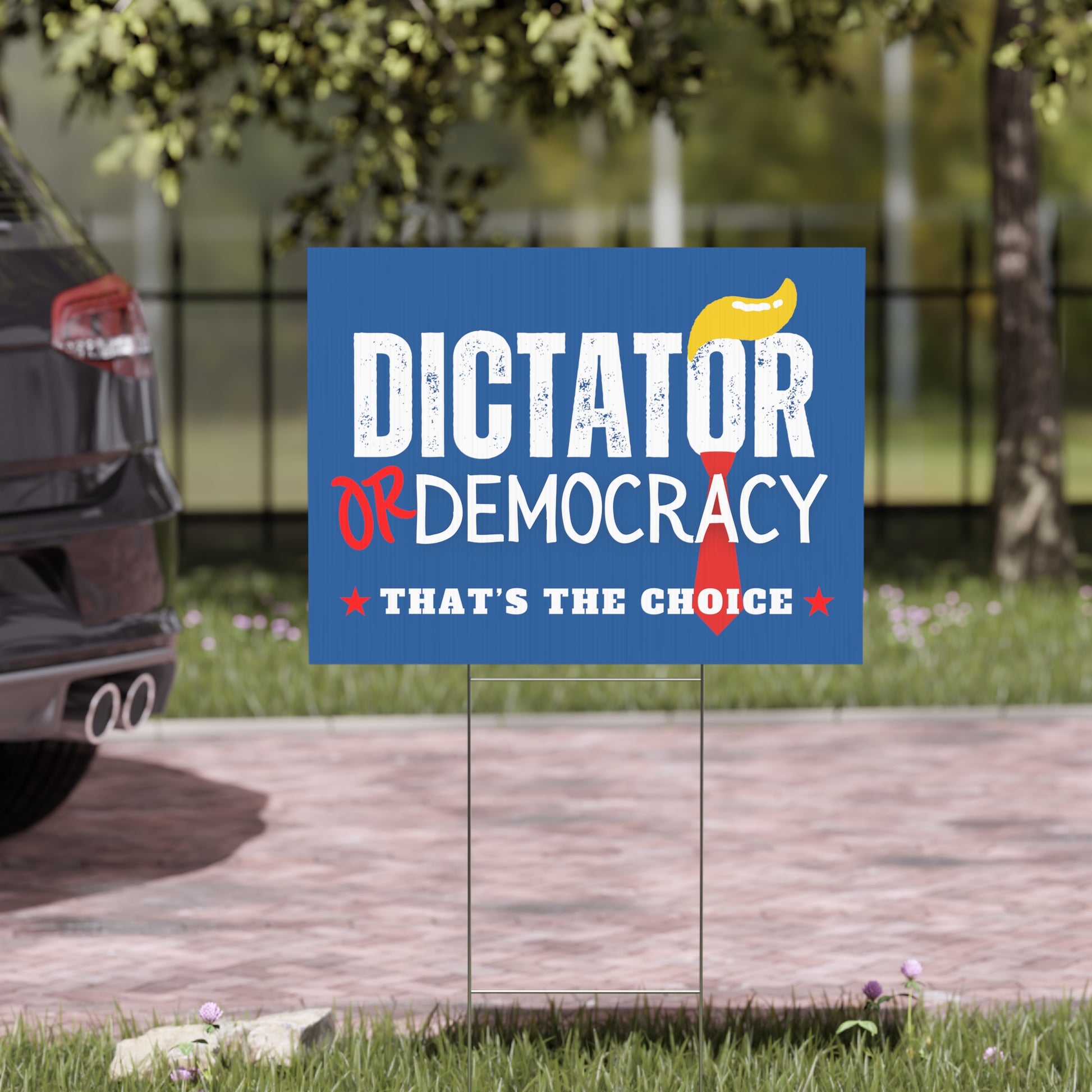 Dictator or Democracy Yard Sign