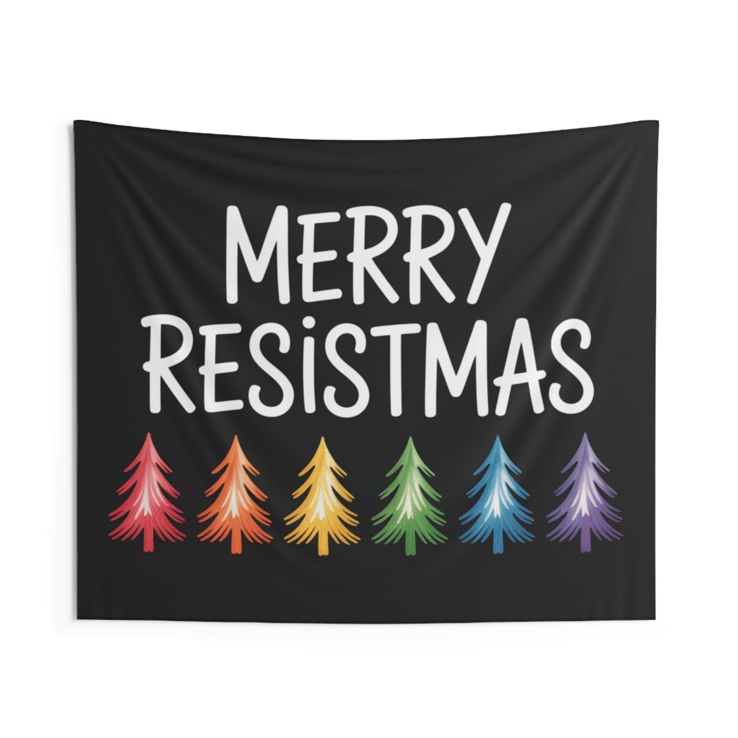Merry Resistmas Indoor Wall Tapestry | Christmas Wall Decor | Christmas Wall Tapestry | Christmas Party Sign