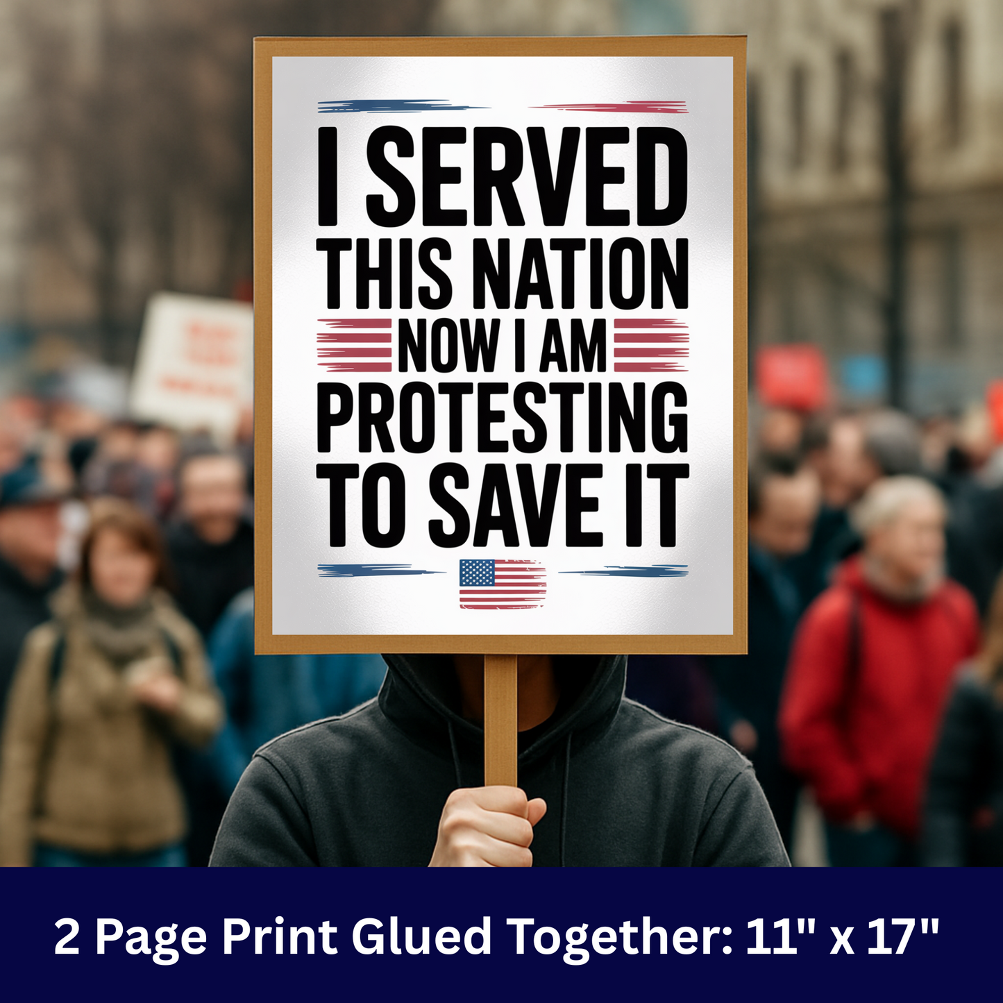 Veterans Protest Signs, No Kings Protest Signs 2 Sizes - Print at Home and Glue to Cardboard, Anti Trump Signs, Printable Protest Signs