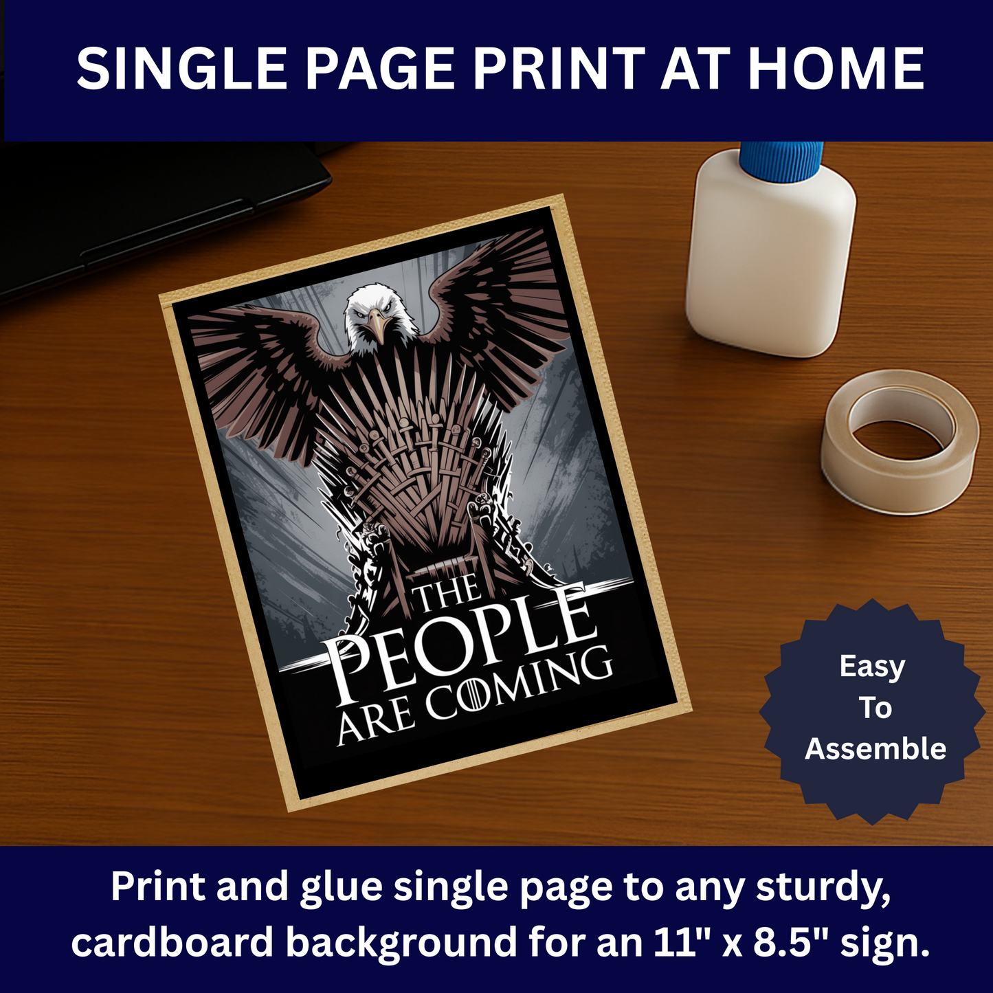 The People Are Coming Protest Sign, Printable Protest Sign, No Kings Digital Protest Sign