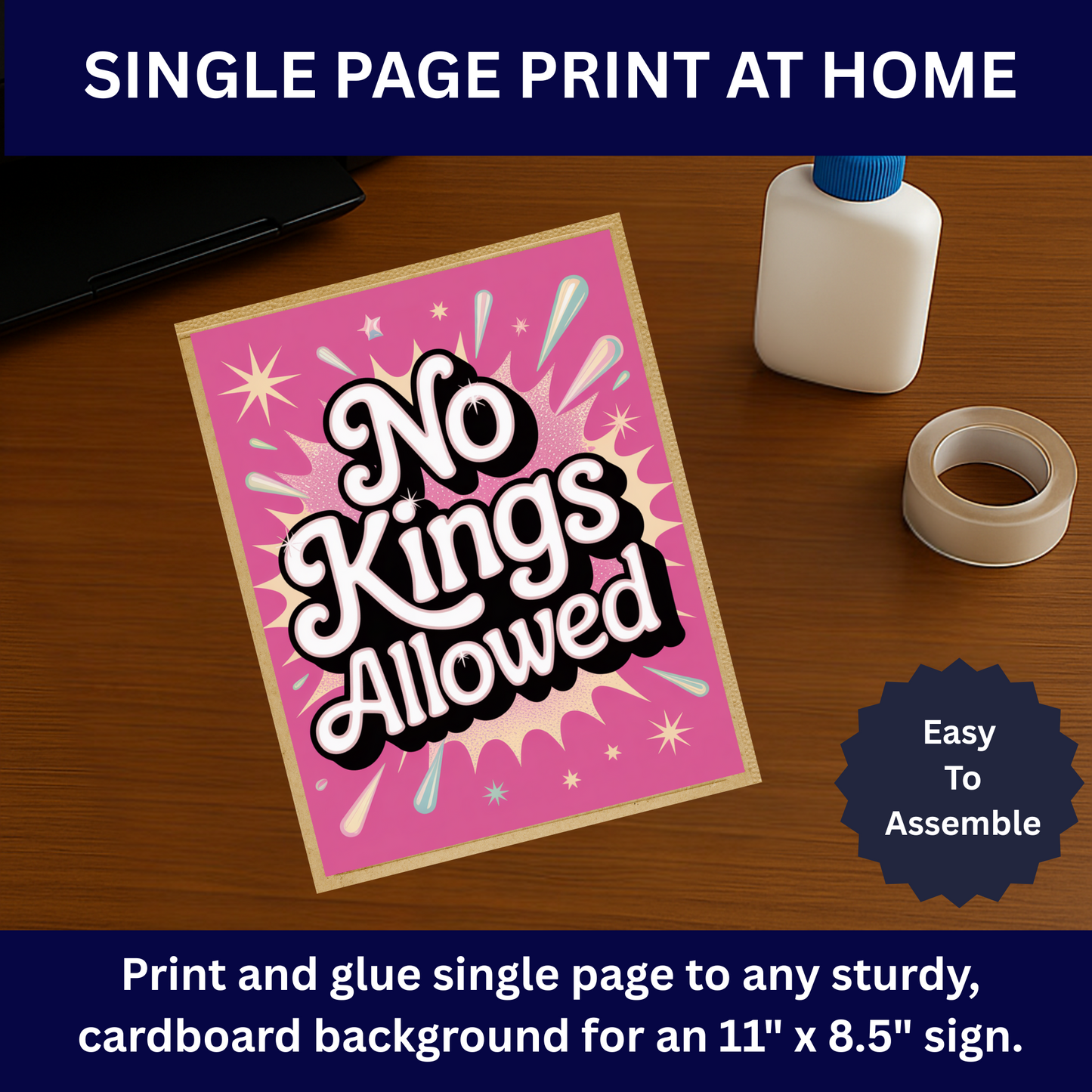 Kids Protest Sign, No Kings Allowed Protest Sign, Printable Protest Sign