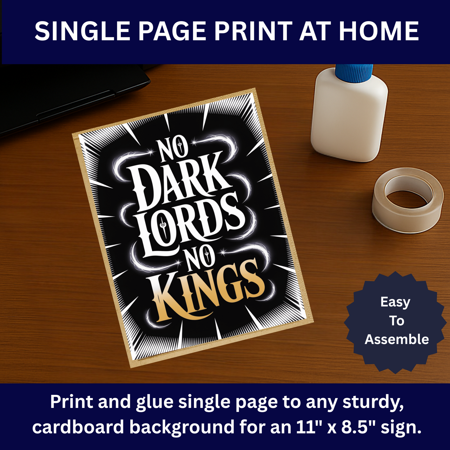 No Dark Lords No Kings Protest Sign, Printable Protest Sign, No Kings Digital Protest Sign