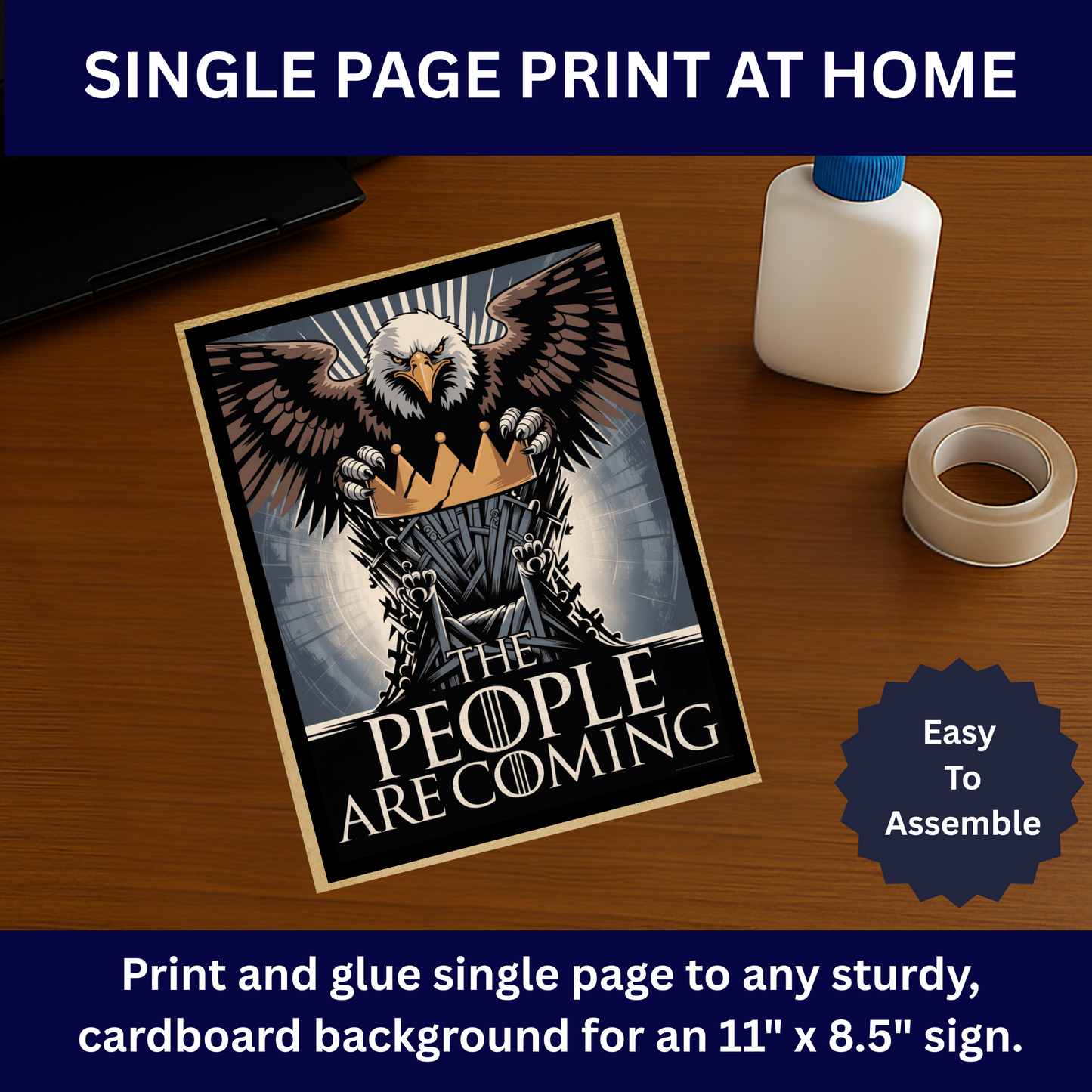 The People Are Coming Protest Sign, Printable Protest Sign, No Kings Digital Protest Sign