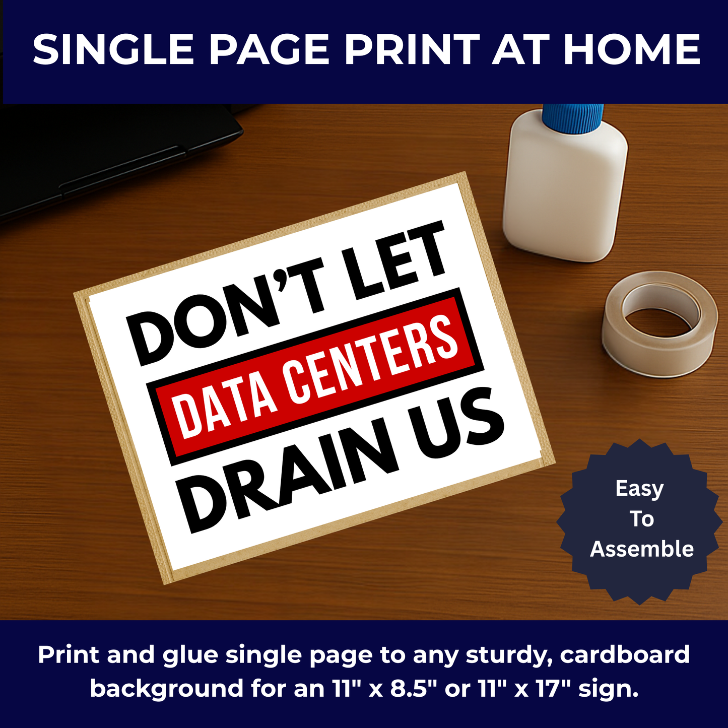 No Data Center Printable Protest Sign Kit | Printable Signs, Protest Posters & Tiled Protest Signs