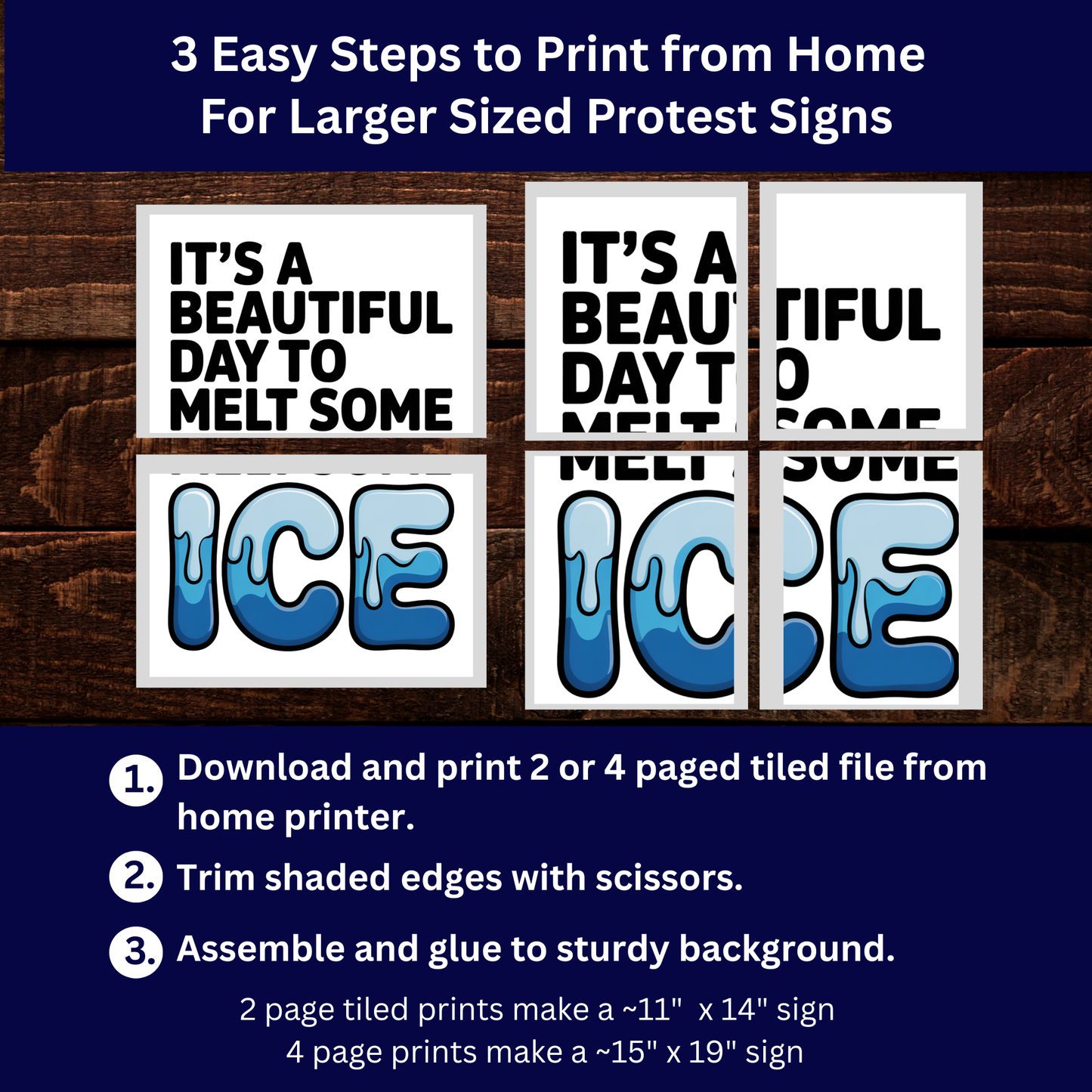 Anti ICE Protest Sign - Printable Protest Sign Kit - It's a Beautiful Day to Melt Some ICE