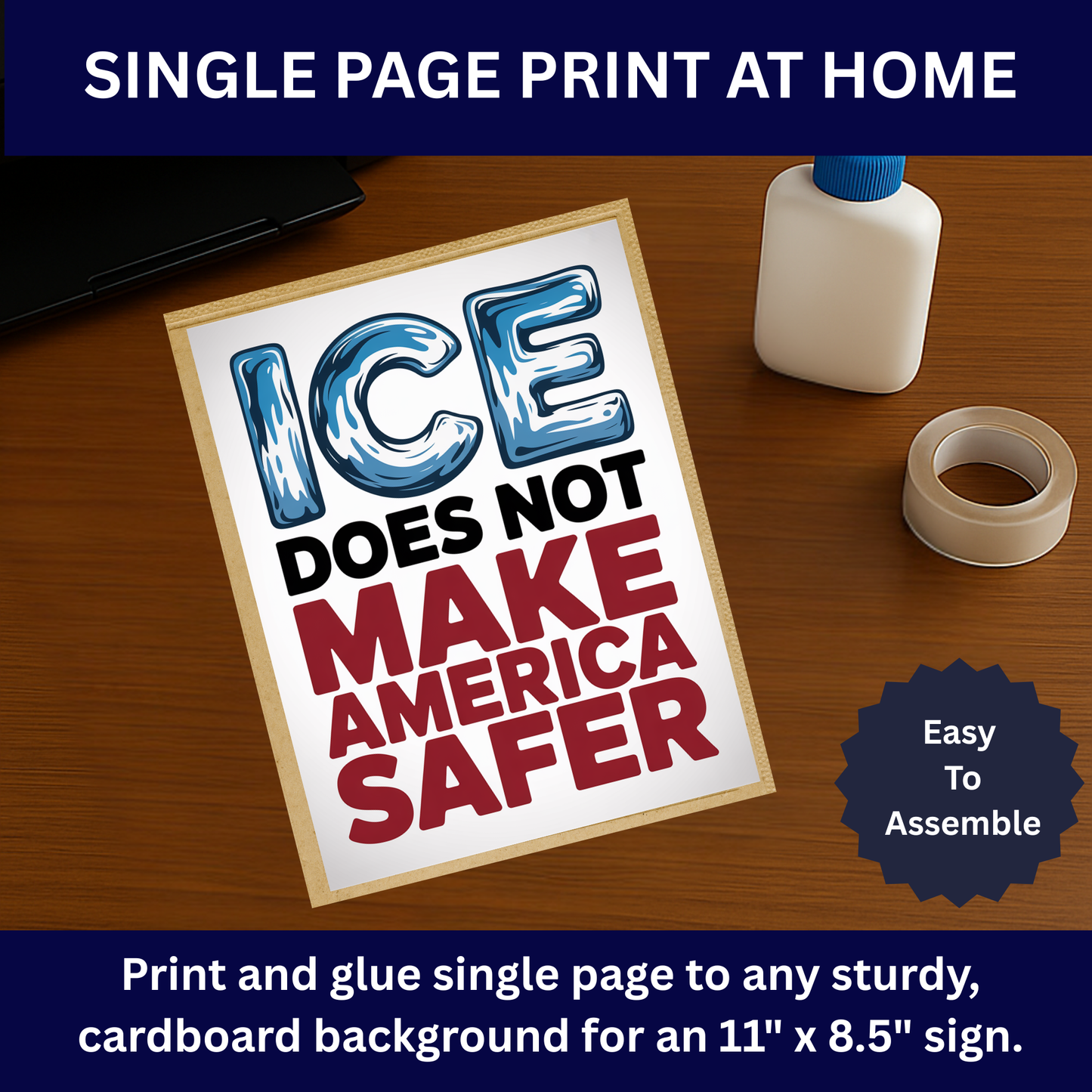 Anti ICE Protest Sign - ICE Does Not Keep America Safe - Printable Protest Sign Kit - Protest Sign PNG