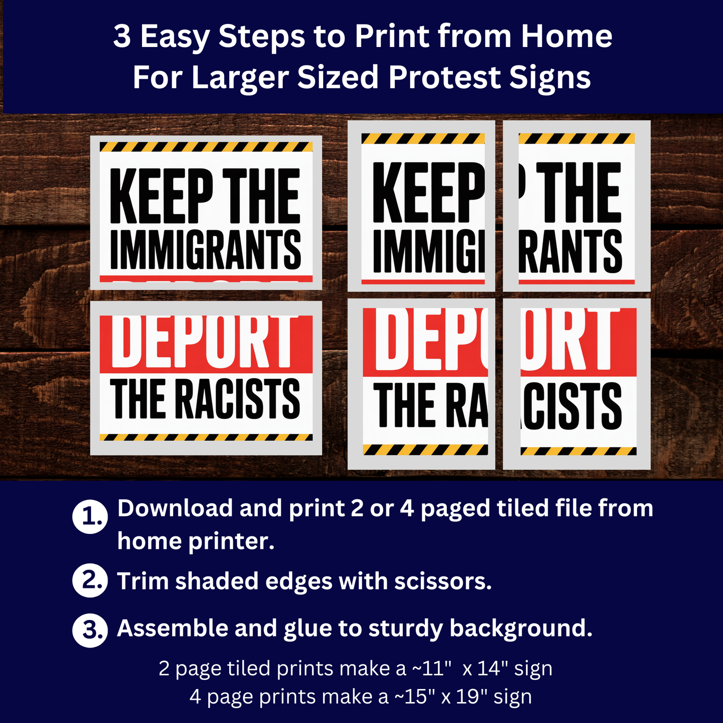 Anti ICE Protest Sign - Printable Protest Sign Kit - Keep The Immigrants Deport the Racists