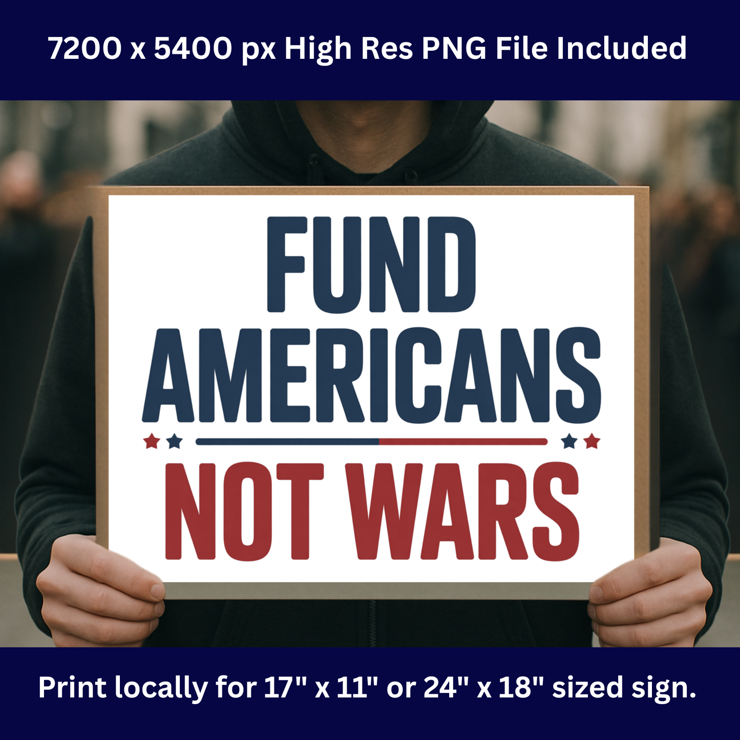 No Kings Protest Sign - Printable Protest Sign Kit - Fund Americans Not Wars Sign
