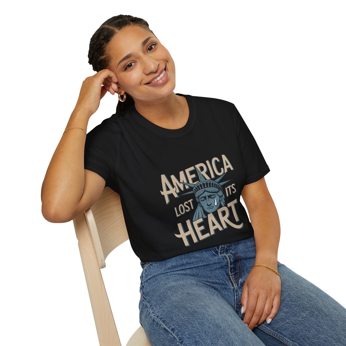 America Lost Its Heart Tshirt, Anti Trump Tshirt, Unisex Style, Free Shipping, America Tshirt, Lady Liberty Tshirt, Statue of Liberty Tshirt