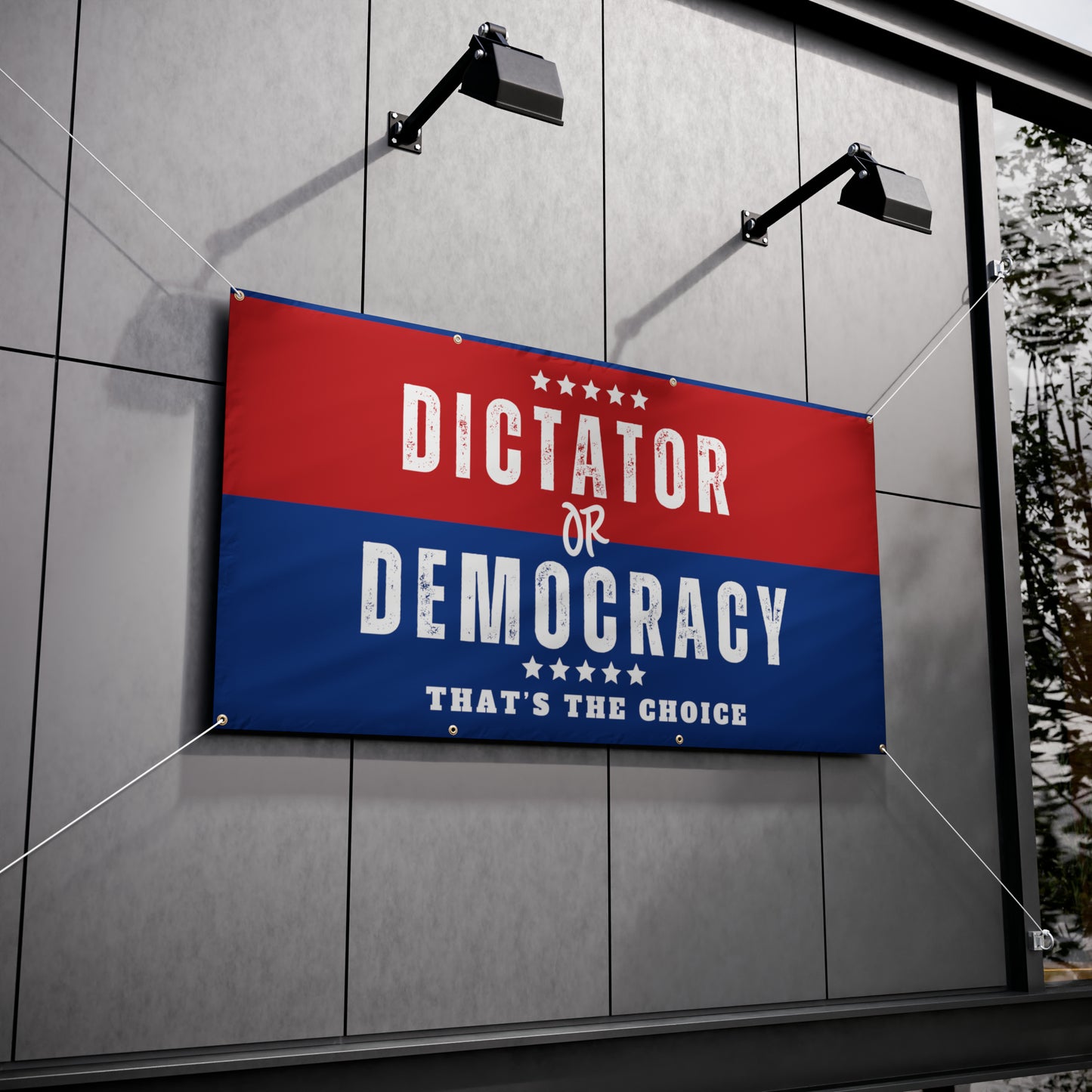 Democracy Banner, Dictator or Democracy, Vinyl Indoor/Outdoor Banner