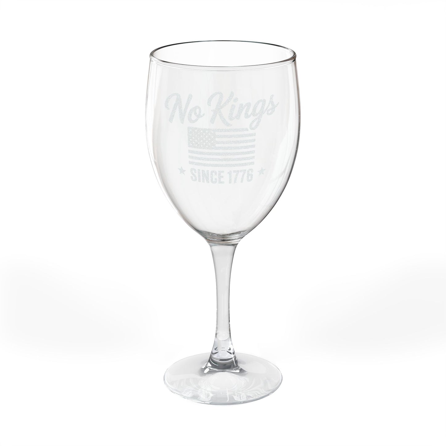 No Kings Engraved Wine Glass, No Kings Gifts, Anti Trump Gifts, 10.5 oz, Unique Political Gift, Democracy Gift, Freedom 1776 Gift