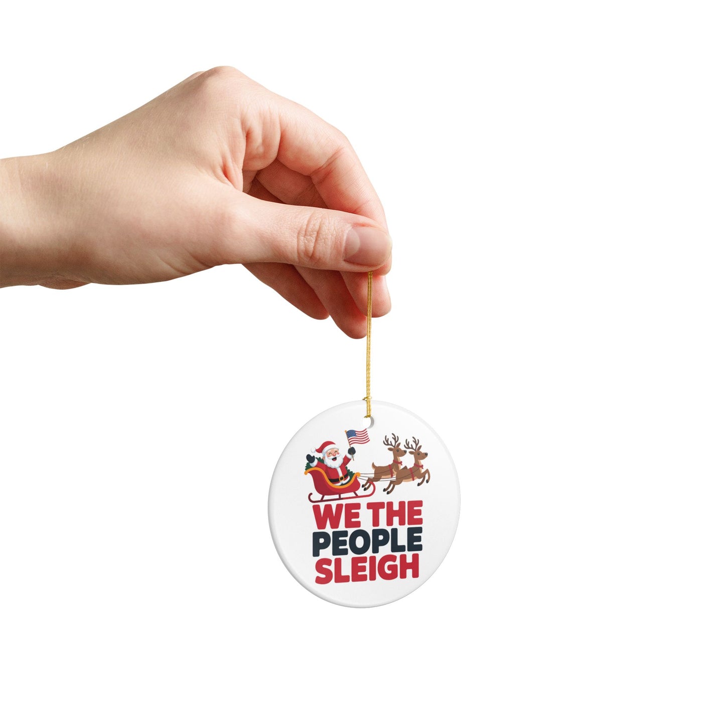 We the People Sleigh Ornament, Ceramic Christmas Ornament, Anti Trump Ornament, Democracy Ornament, Gift for Democrat, Holiday Ornament